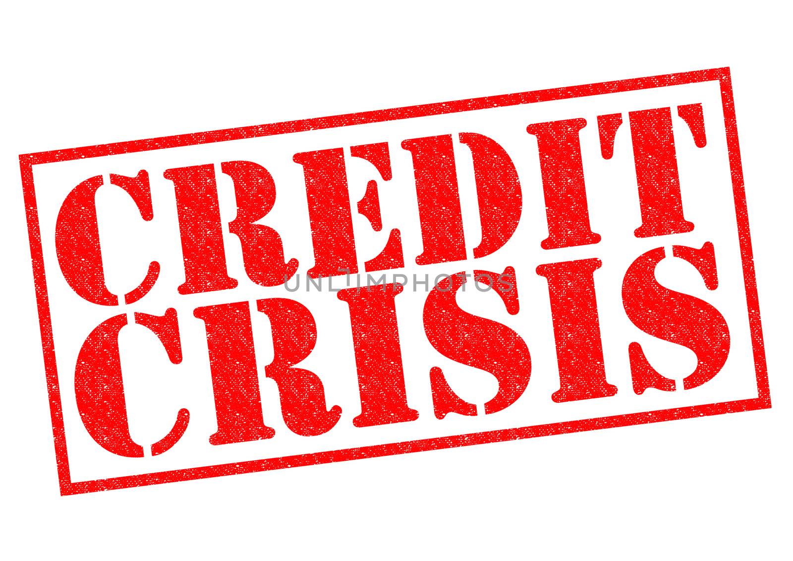 CREDIT CRISIS red Rubber stamp over a white background.
