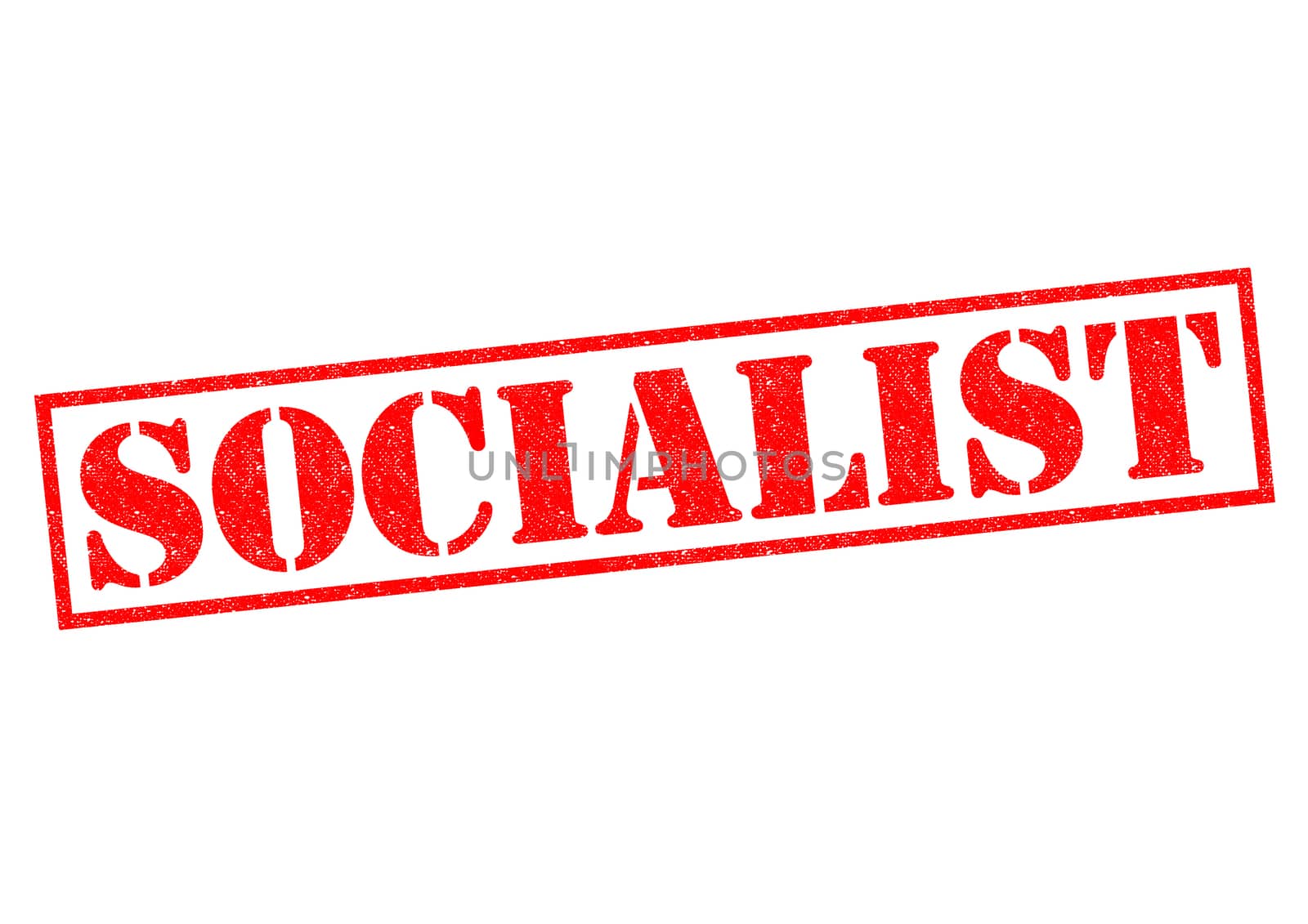 SOCIALIST red Rubber Stamp over a white background.