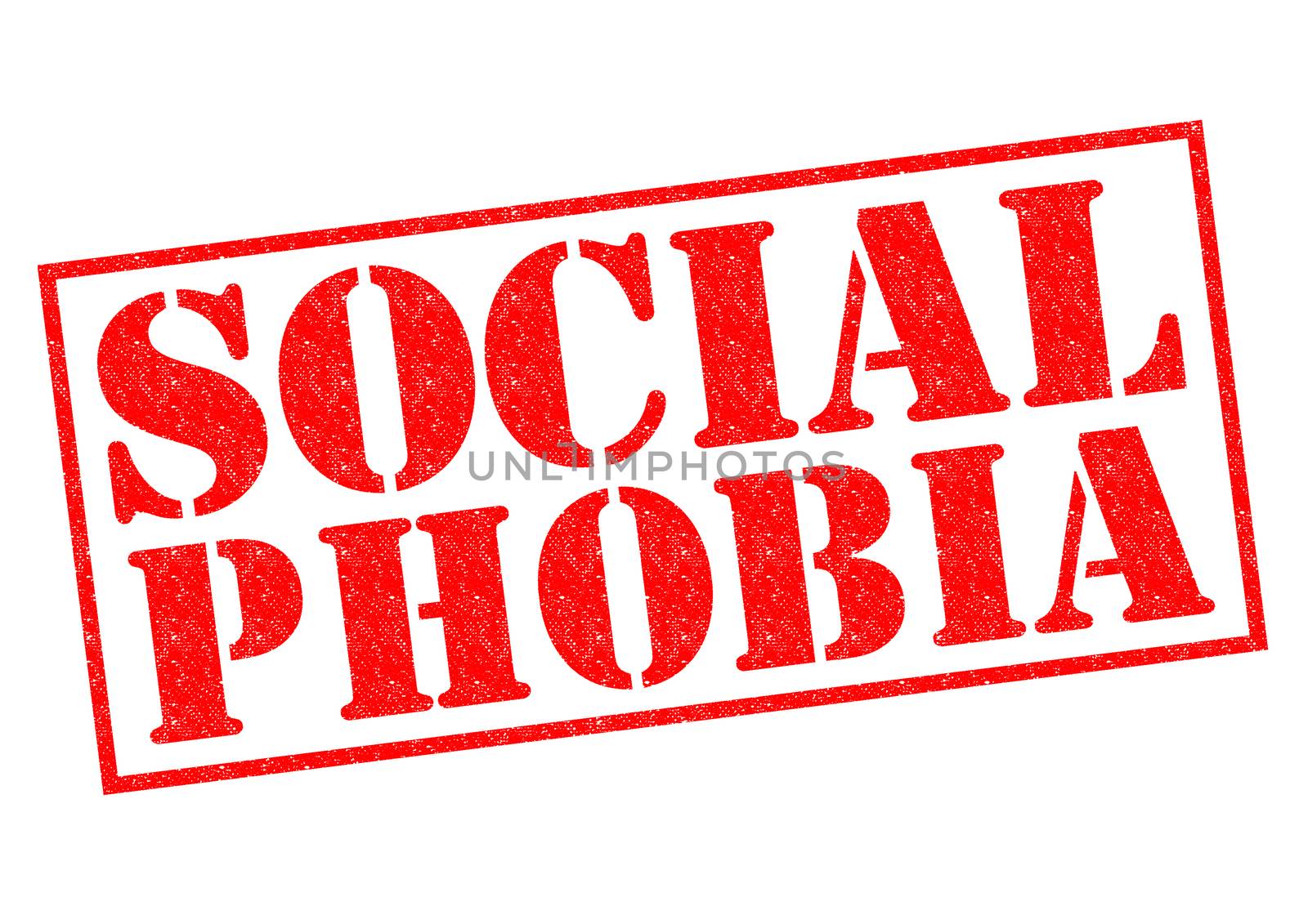 SOCIAL PHOBIA red Rubber Stamp over a white background.