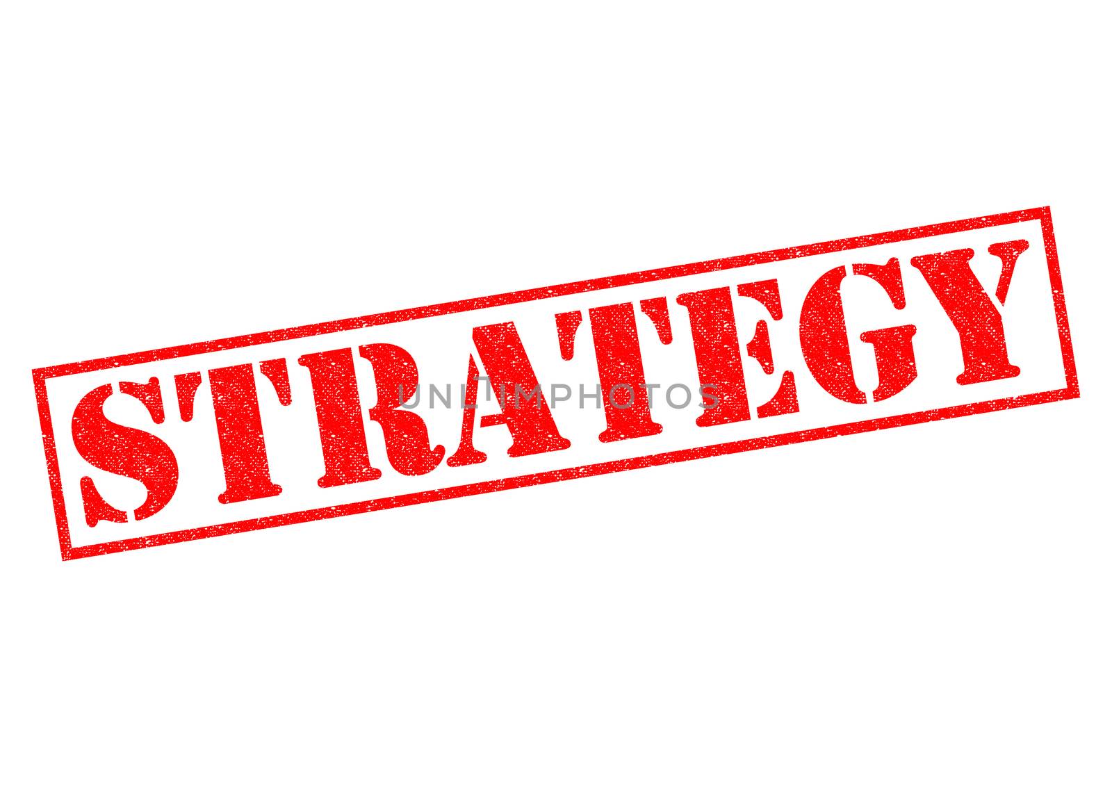 STRATEGY red Rubber Stamp over a white background.