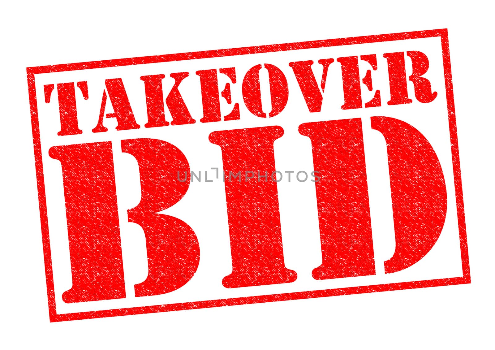 TAKEOVER BID red Rubber Stamp over a white background.