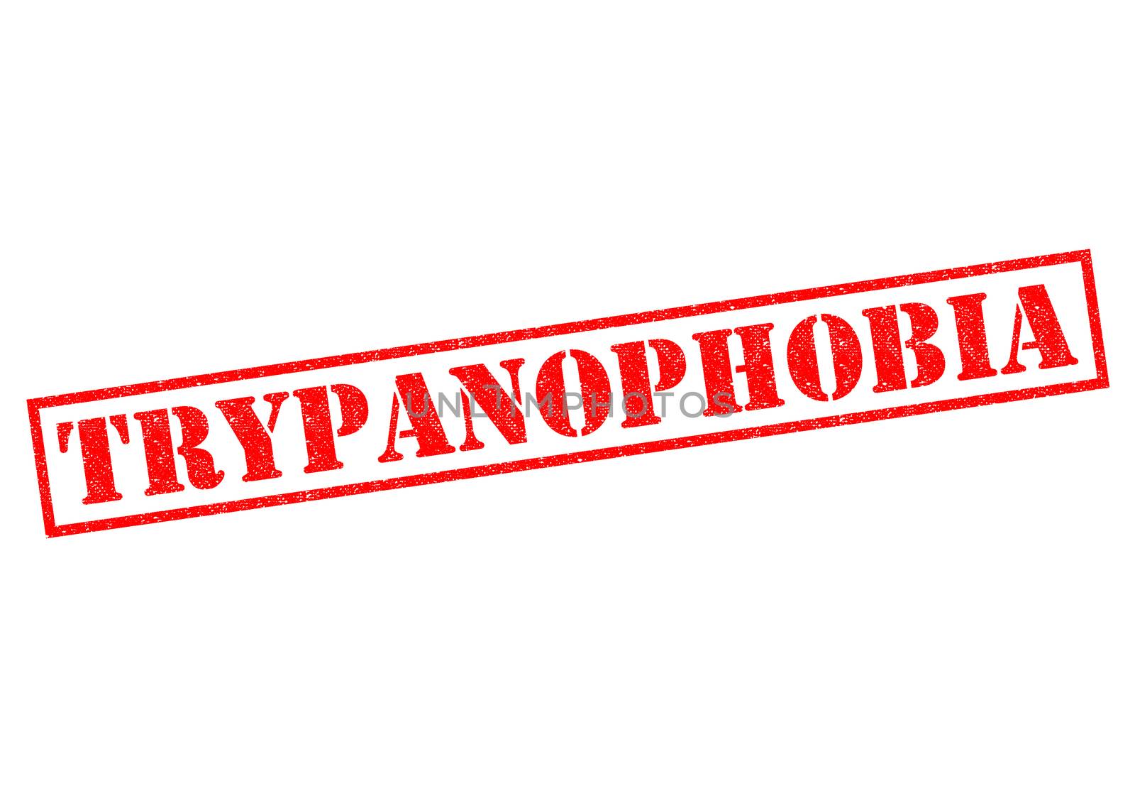 TRYPANOPHOBIA (fear of needles) red Rubber Stamp over a white background.