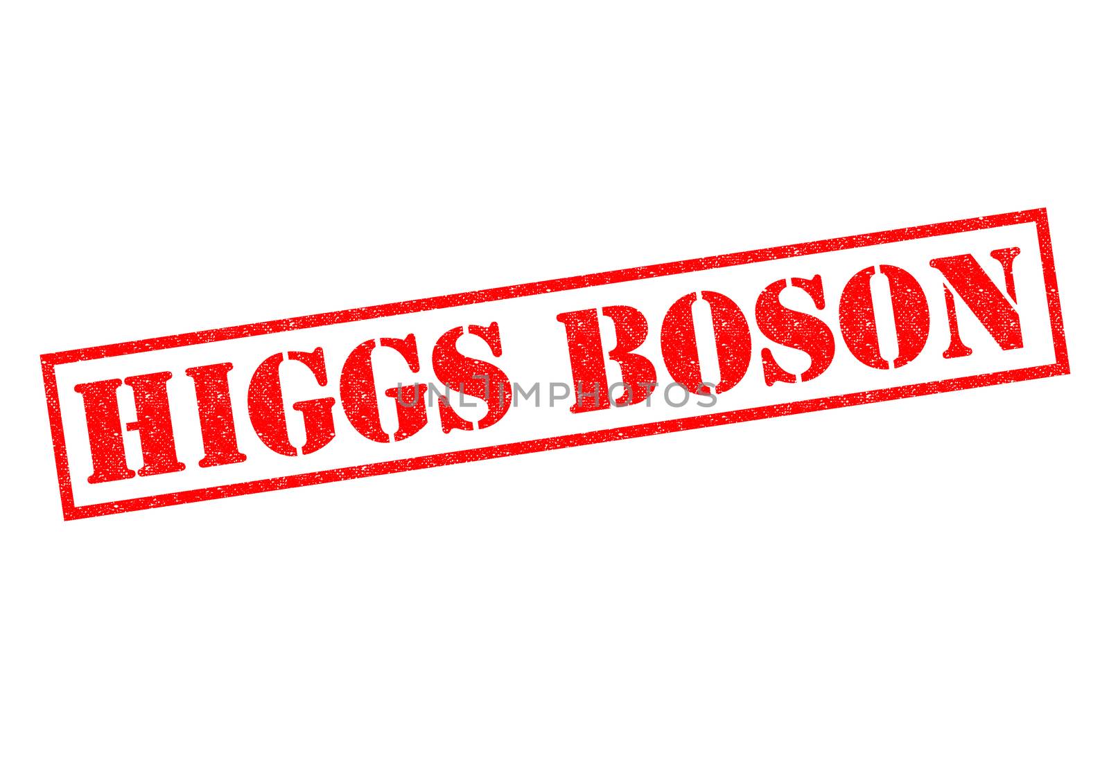 HIGGS BOSON red Rubber Stamp over a white background.