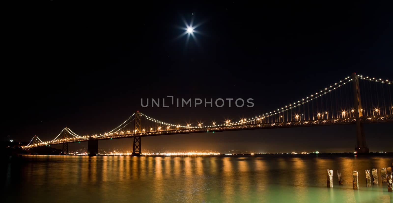 San Francisco Bay bridge in the night
