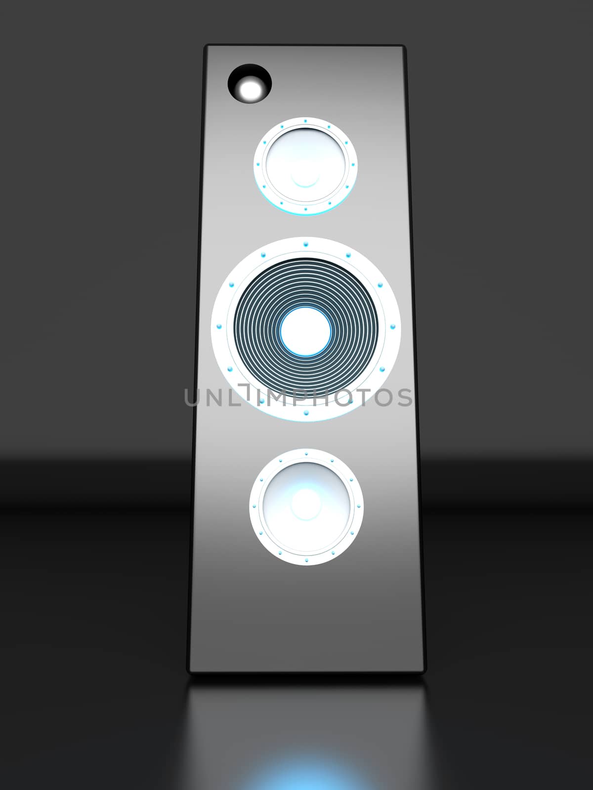 A Loudspeaker. 3D rendered Illustration.