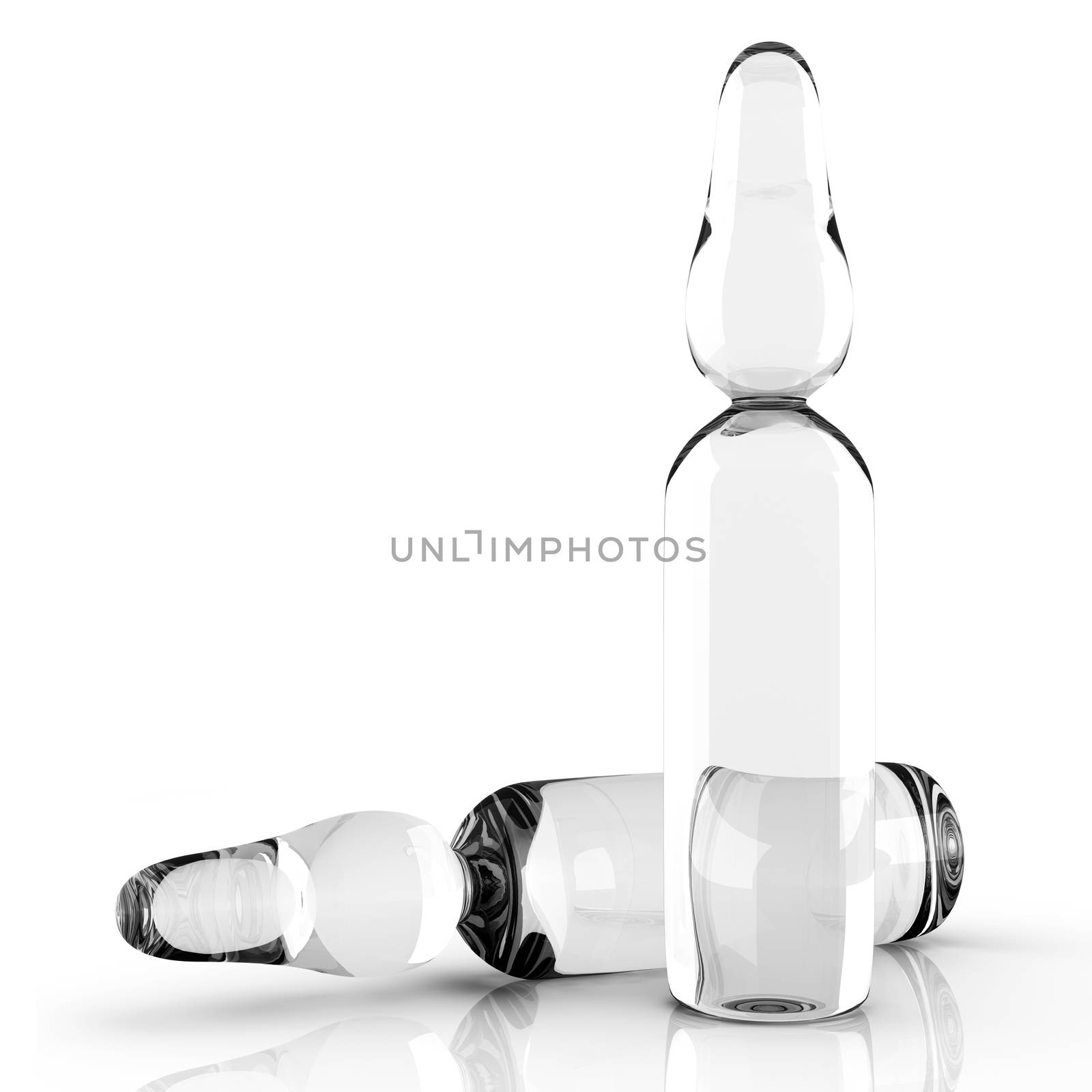 Some medical Ampules. 3D rendered illustration. Isolated on white.