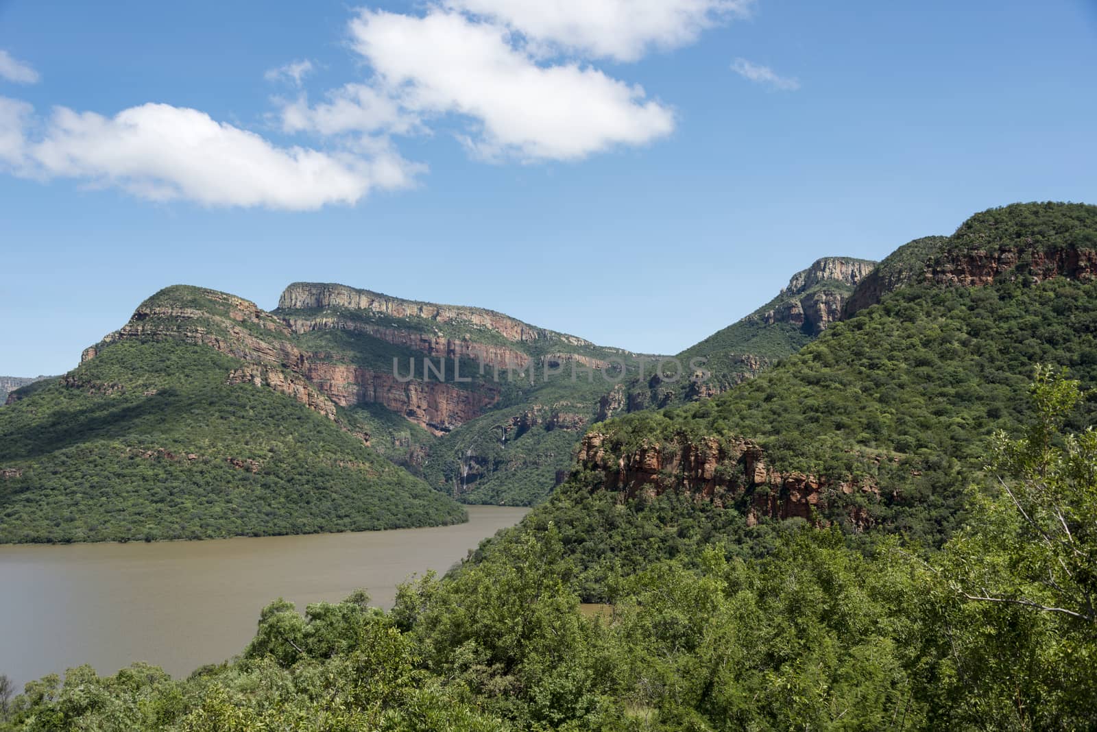 drakensberg in south africa near hoedspruit with lake and waterfall