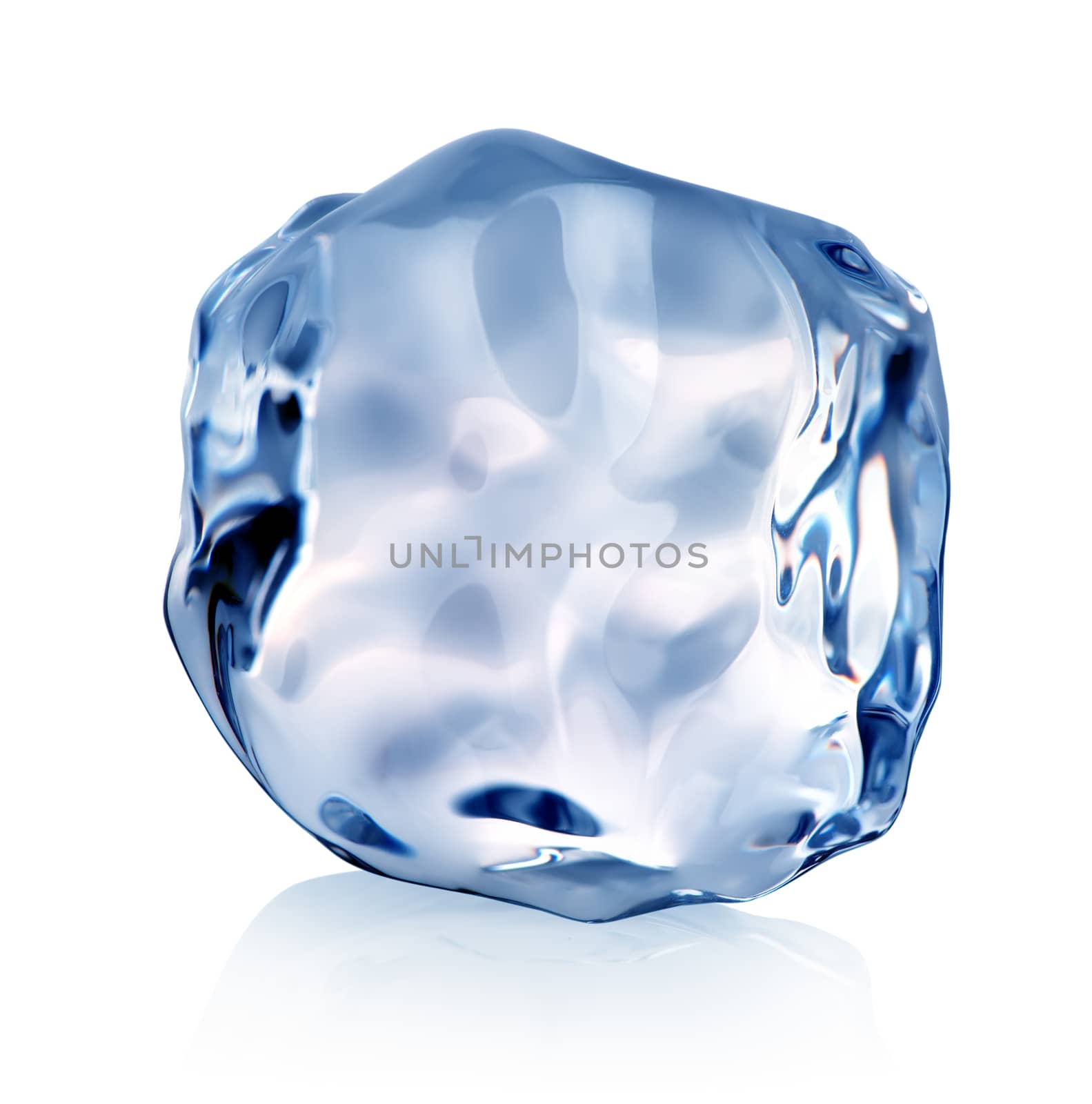 Cube of ice isolated on a white background