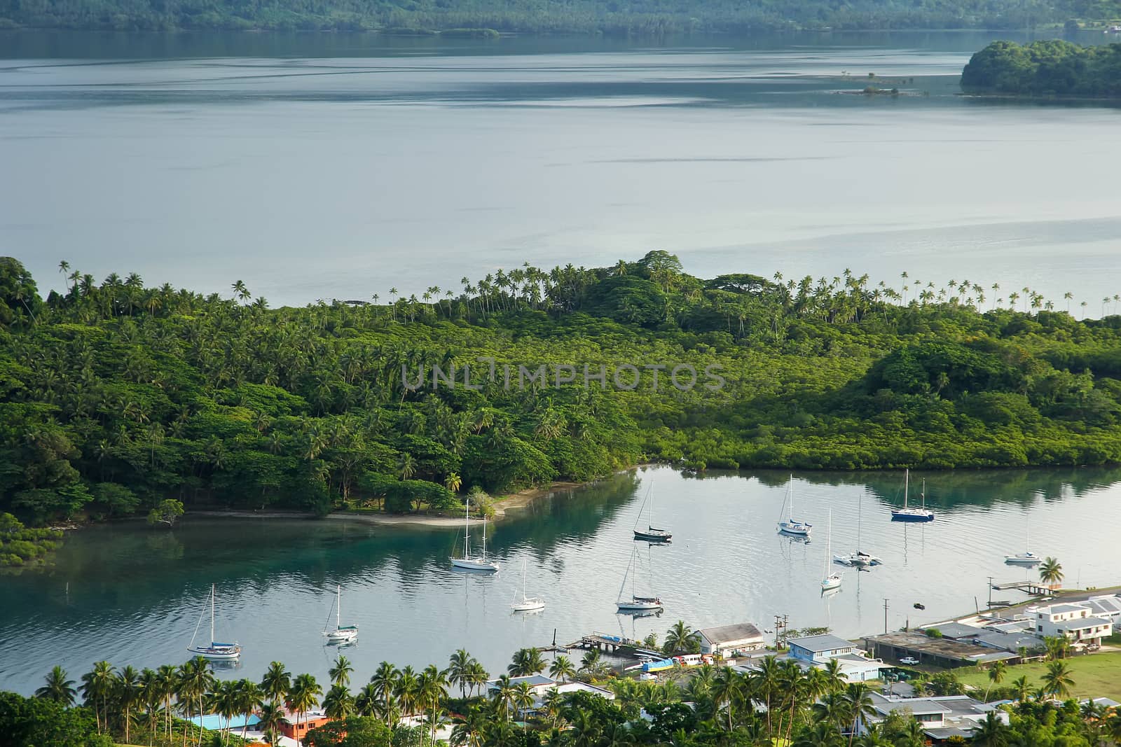 Savusavu marina and Nawi islet, Vanua Levu island, Fiji by donya_nedomam