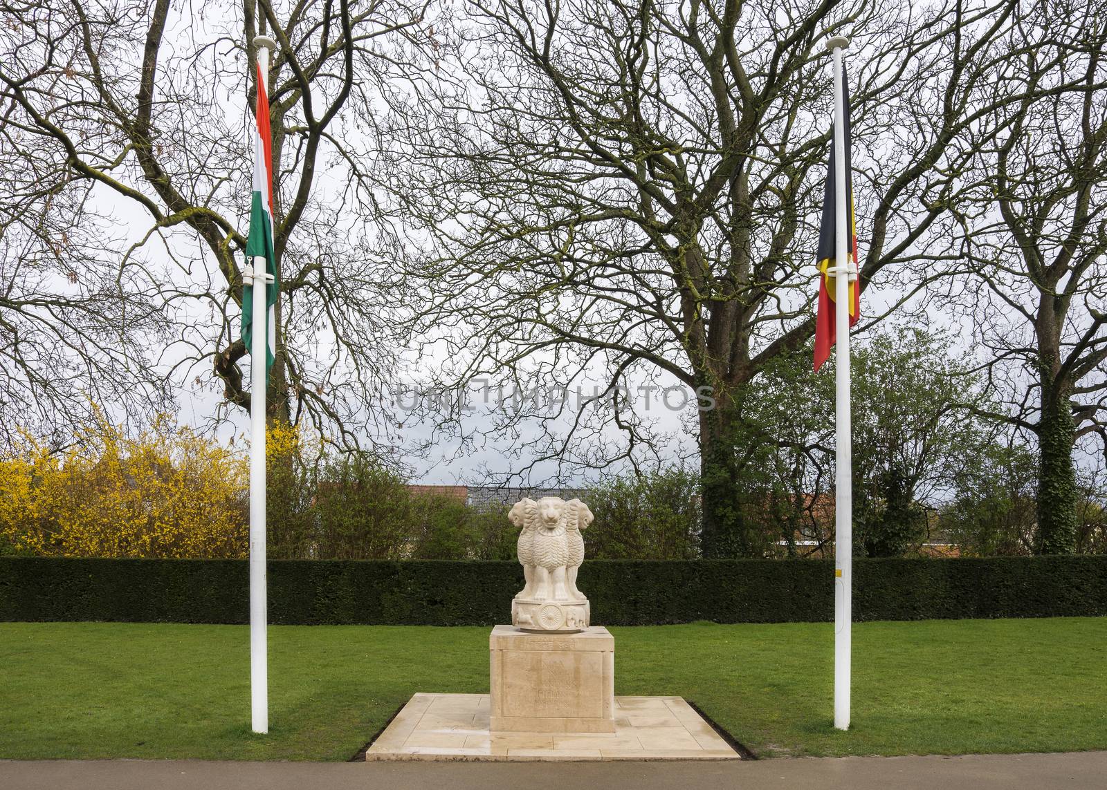 India in Flanders Fields Monument stands near the Menin Gate in Ypres, Ieper, Belgium.