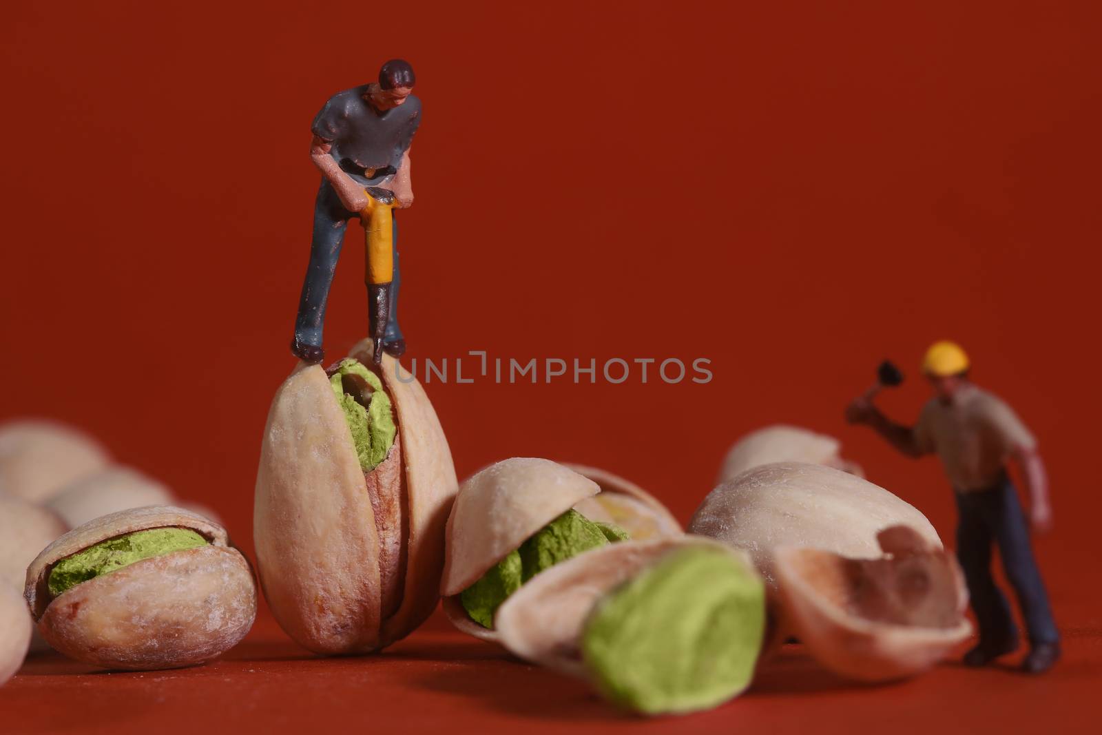 Construction Workers in Conceptual Food Imagery With Pistachio N by tobkatrina