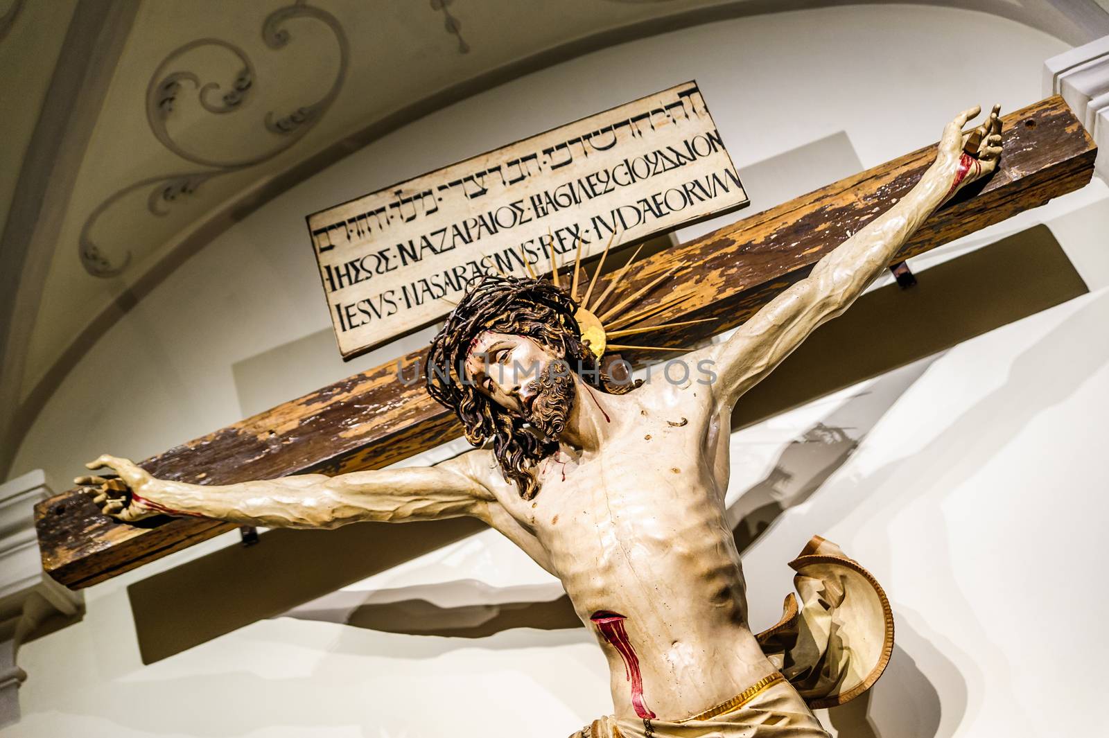 Jesus Christ crucifixion inside of the abbey of melk, lower austria