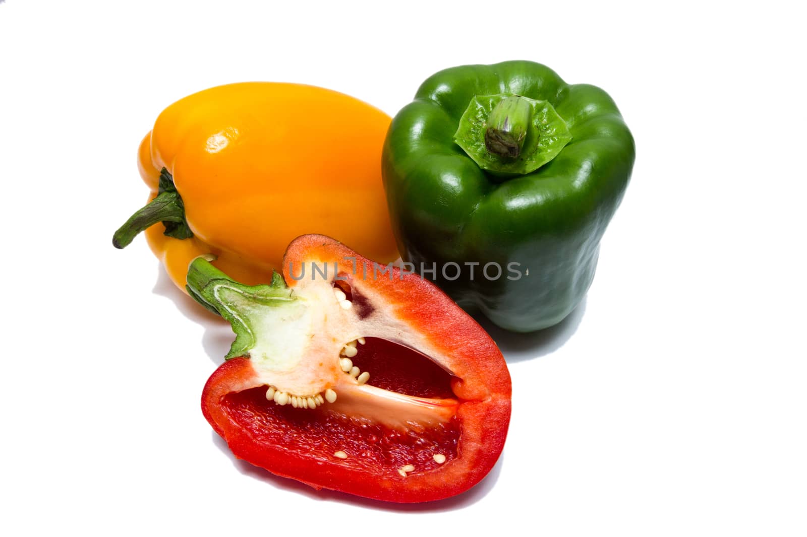Fresh sweet pepper isolated on white background by kannapon