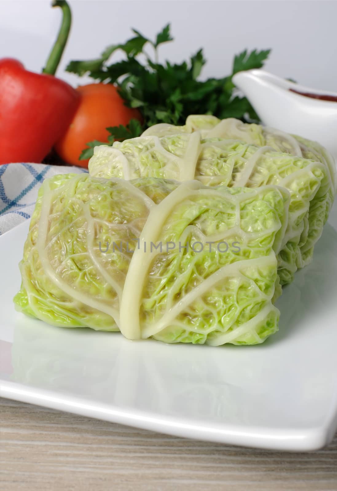 stuffed savoy cabbage on a plate