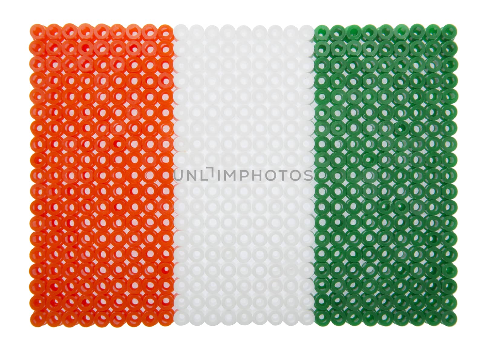 Ivorey Coast Flag made of plastic pearls