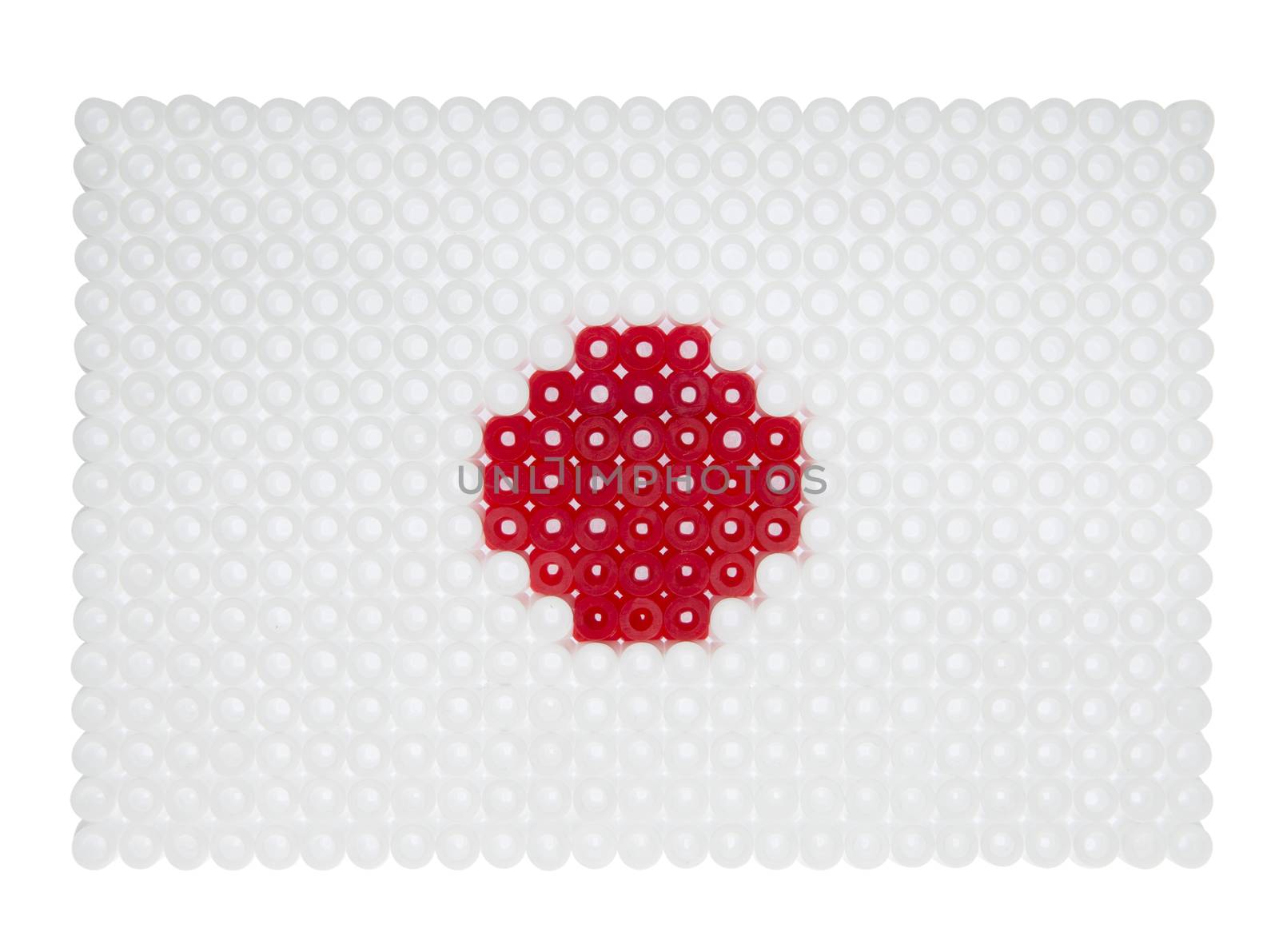 Japanese Flag made of plastic pearls