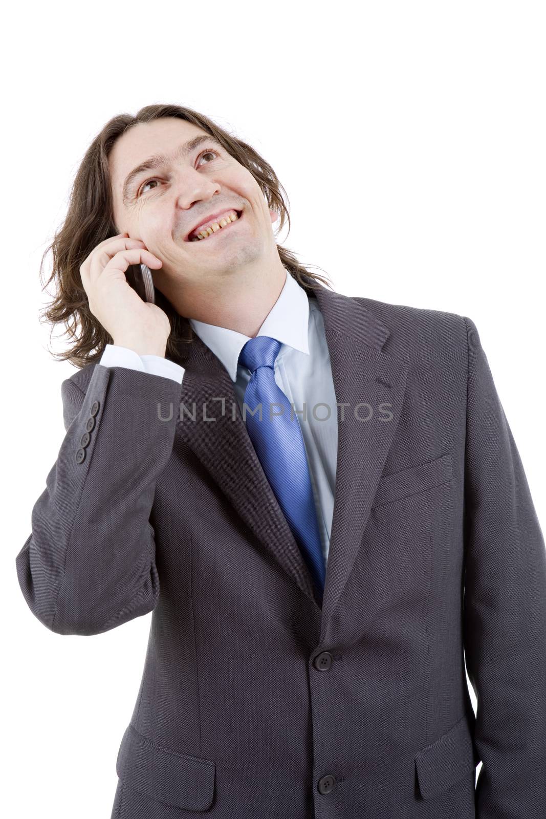 young business man on the phone, isolated