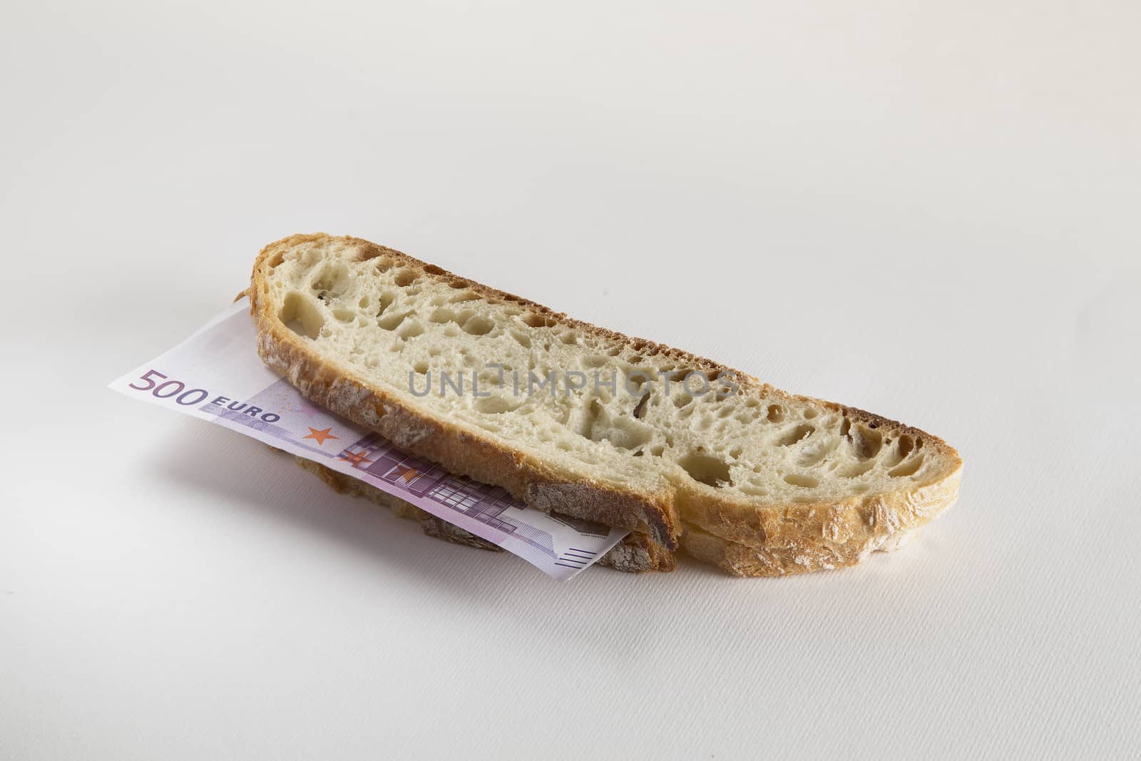 Sandwich with 500 euros banknote