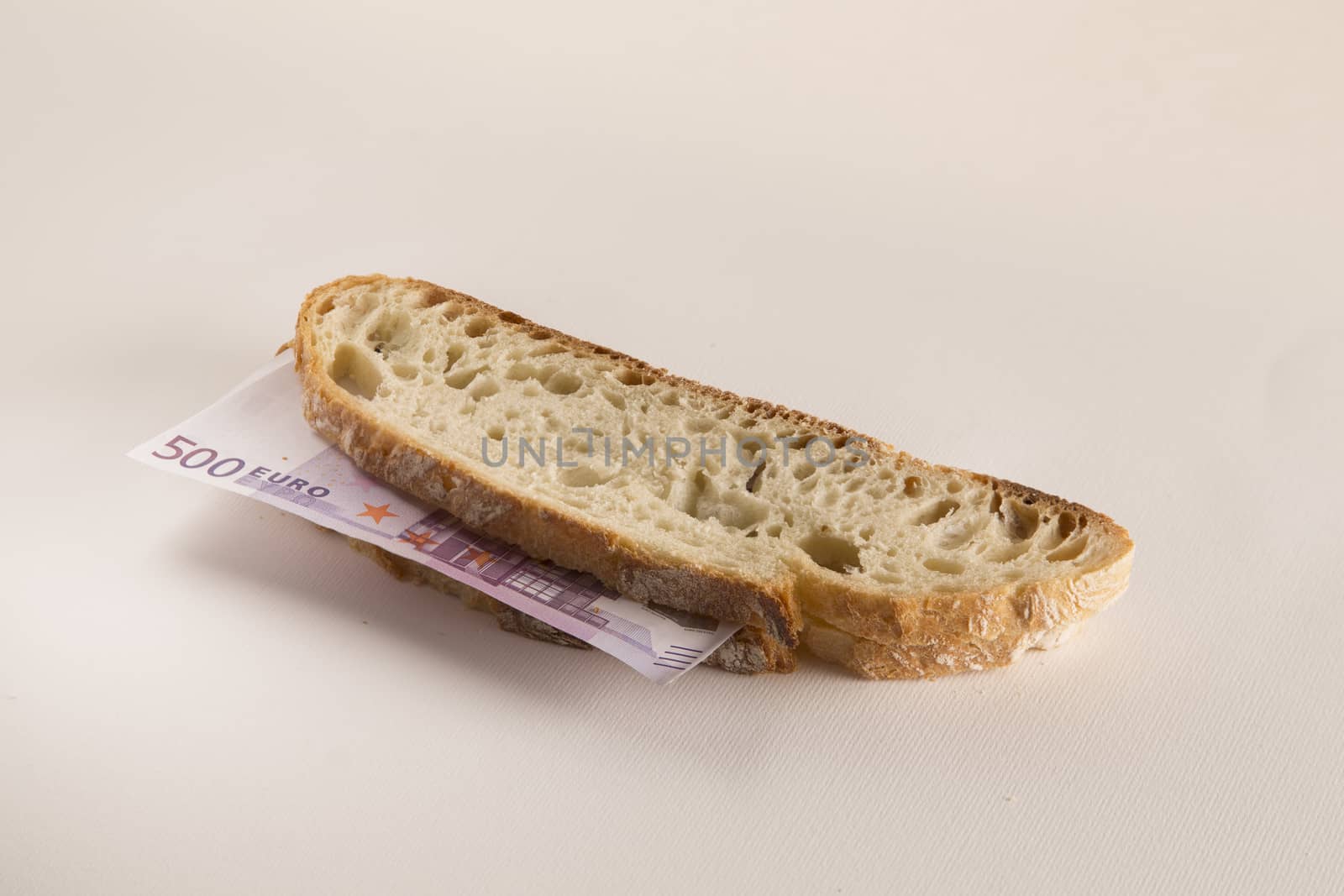 Sandwich with 500 euros banknote