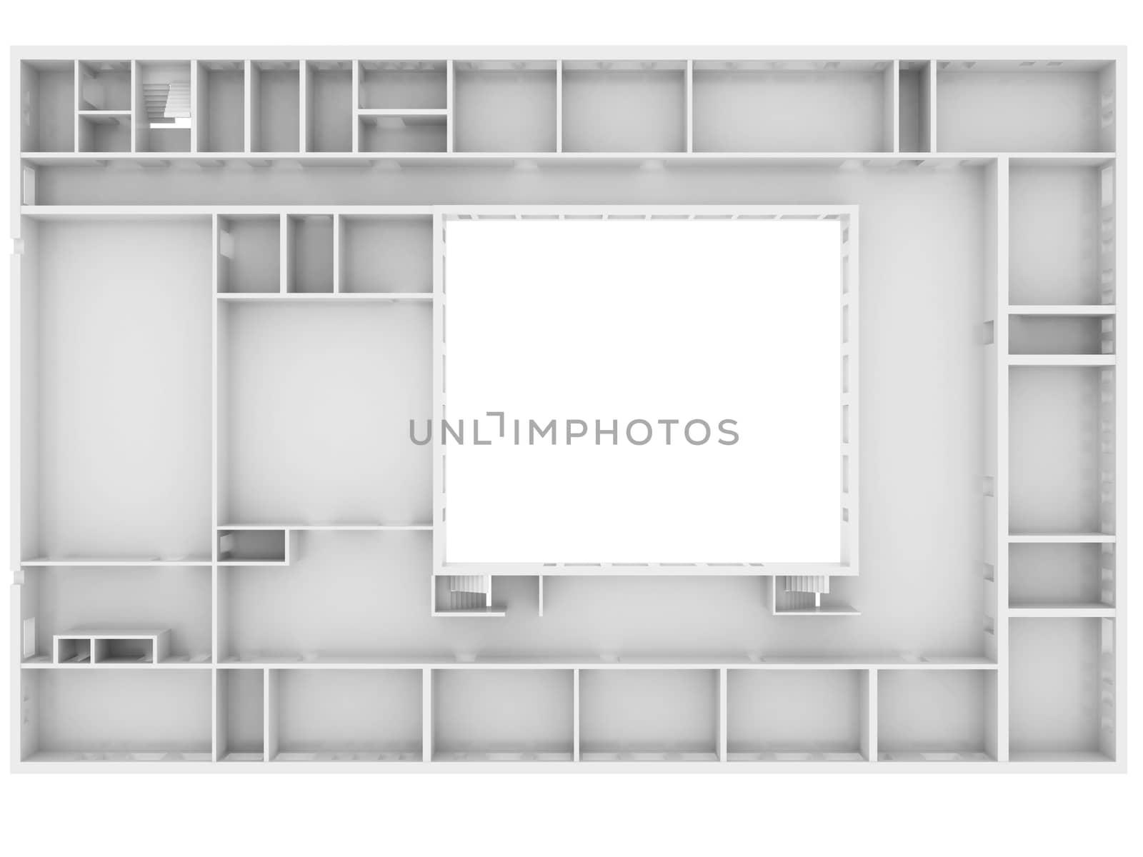 Abstract white floor. Top view. Isolated render on a white background