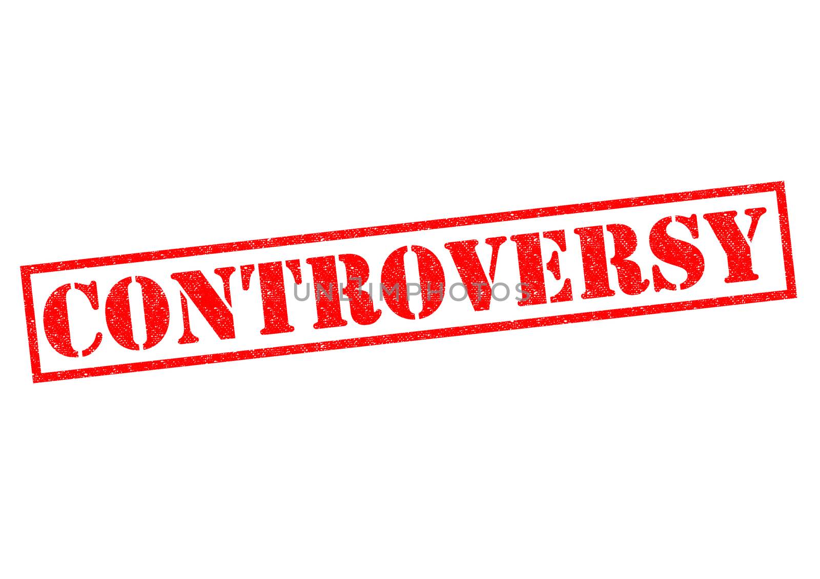 CONTROVERSY red Rubber Stamp over a white background.