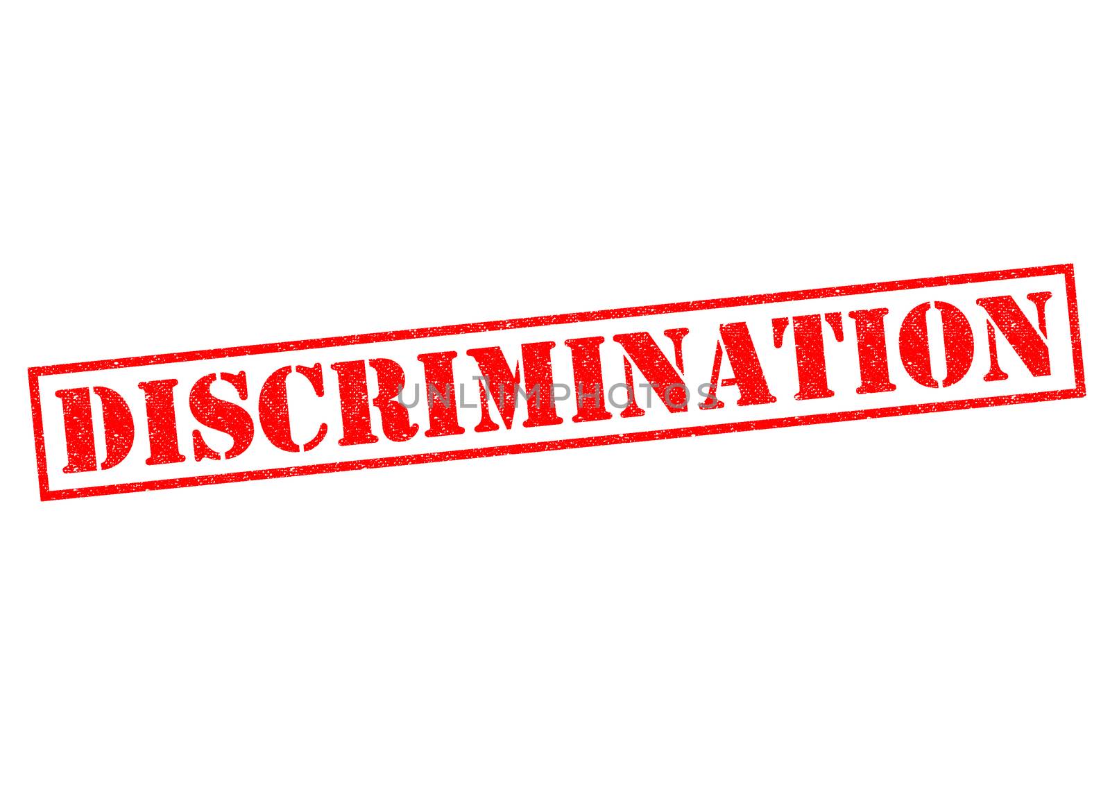 DISCRIMINATION red Rubber Stamp over a white background.