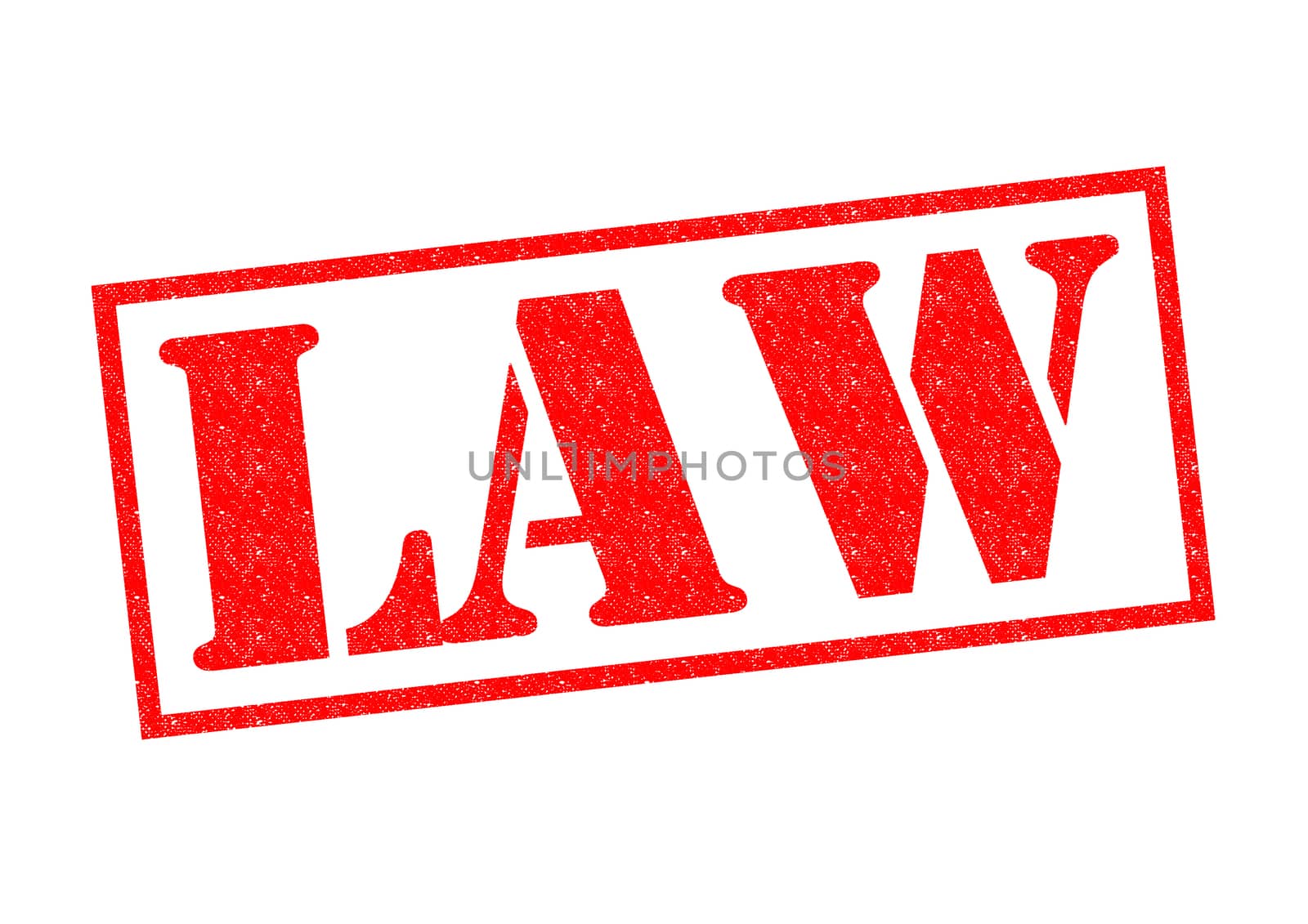 LAW red Rubber Stamp over a white background.