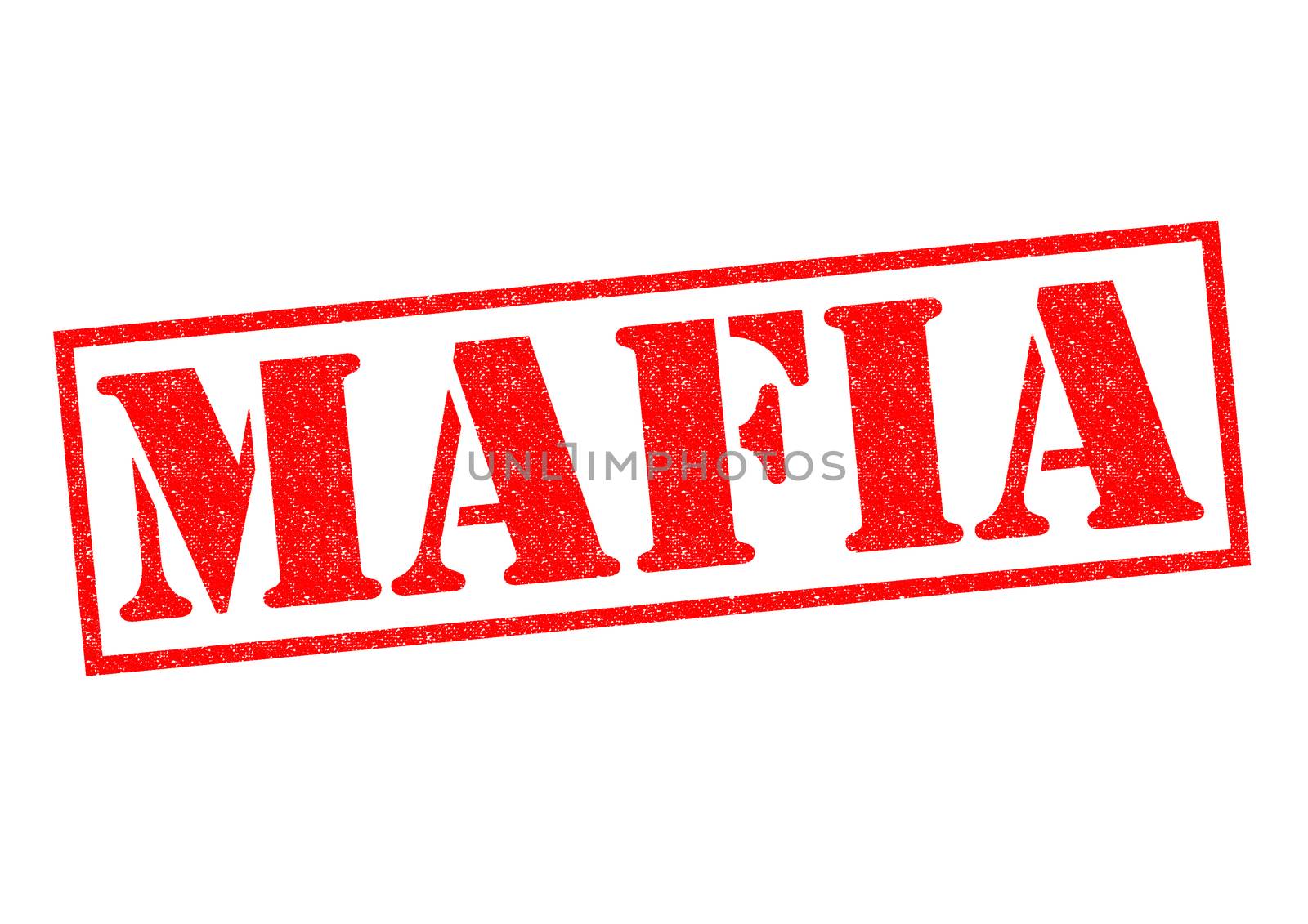 MAFIA red Rubber Stamp over a white background.