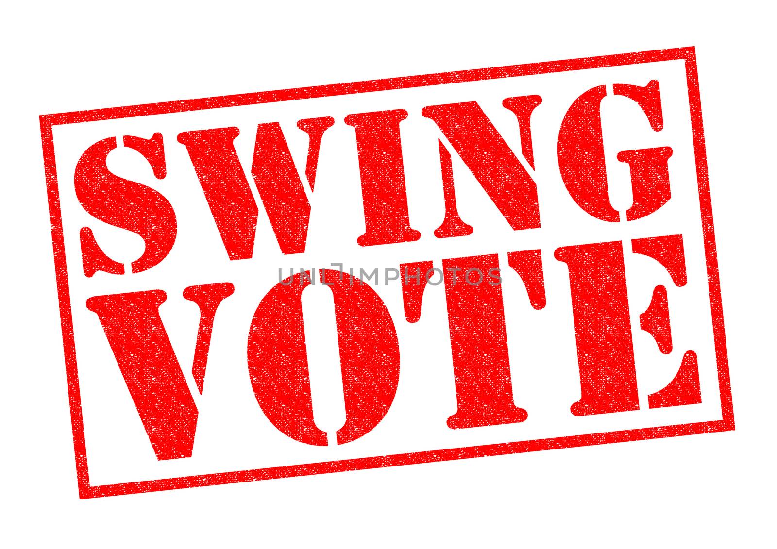 SWING VOTE red Rubber Stamp over a white background.
