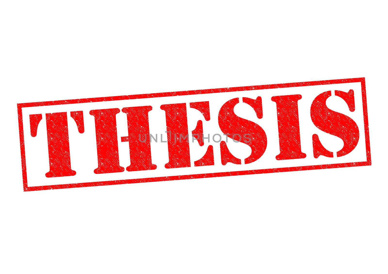 THESIS red Rubber Stamp over a white background.