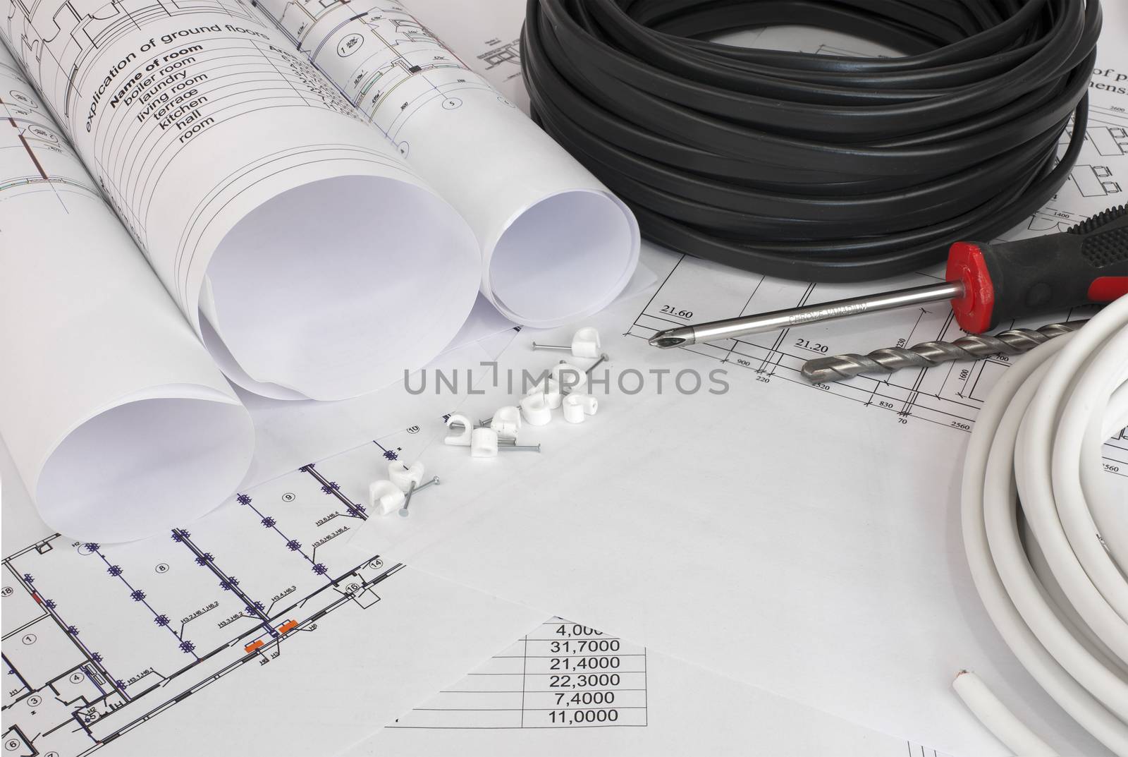 Electrical cable on the construction drawings by cherezoff