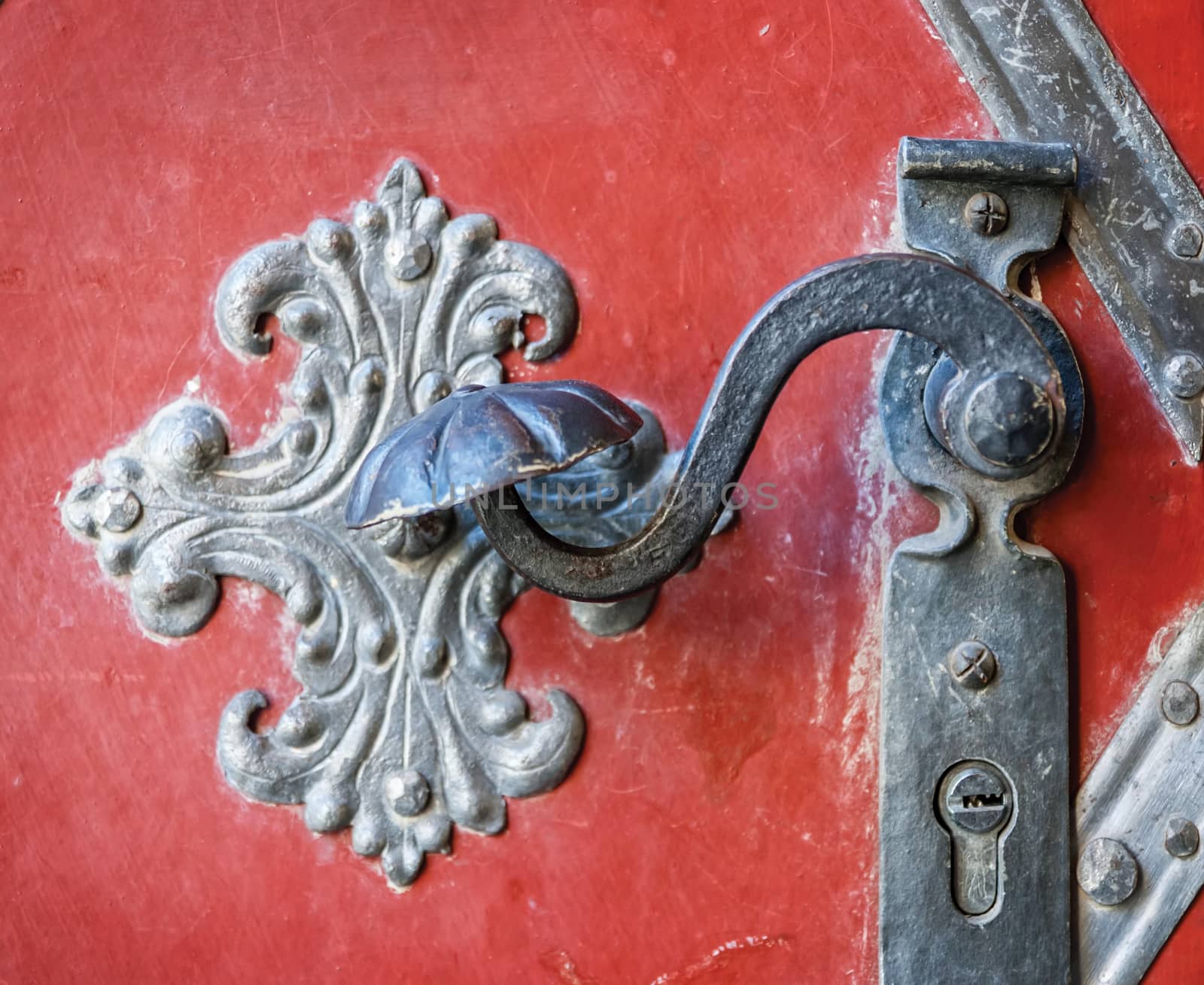 Door-handle decoration detail of old  entrance door in Prague by Zhukow