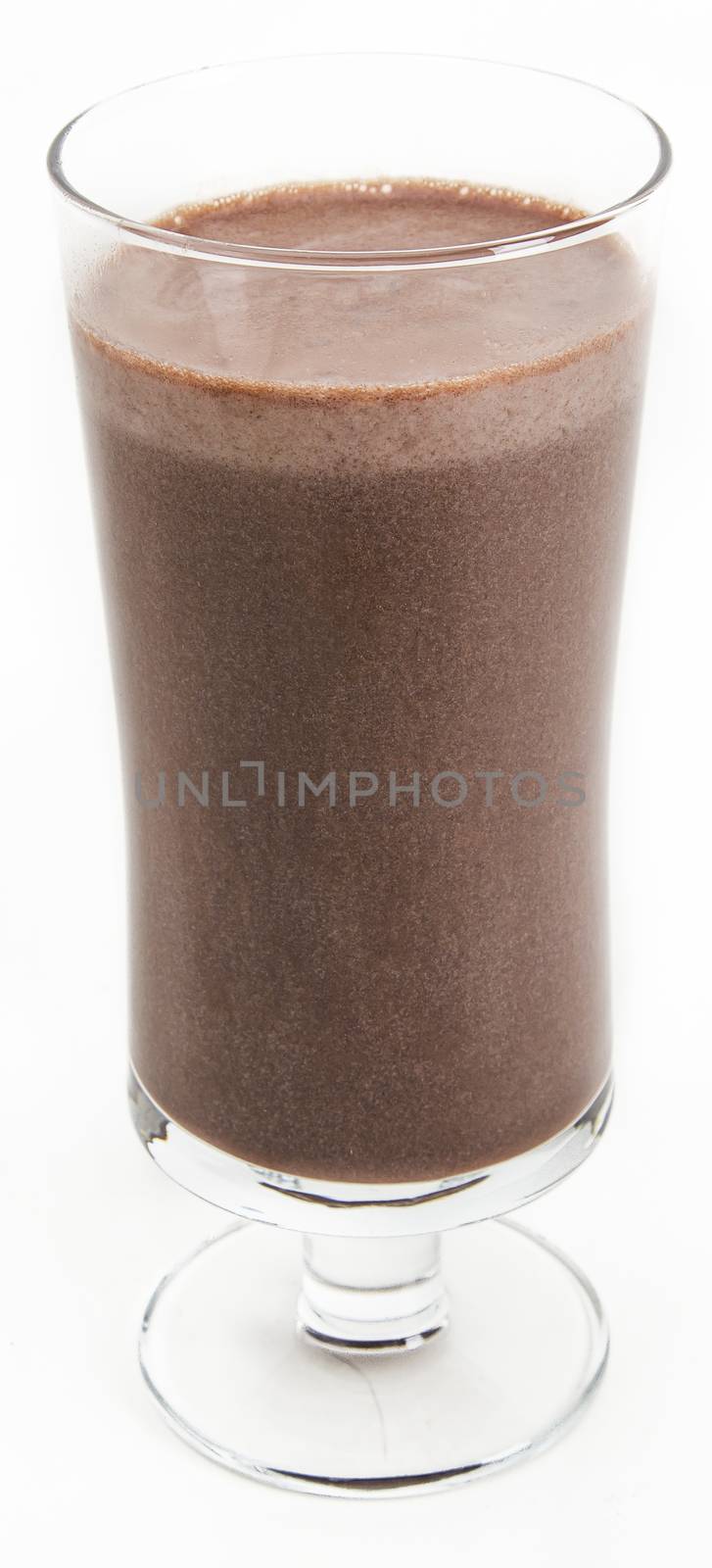 Chocolate milkshake against a white background