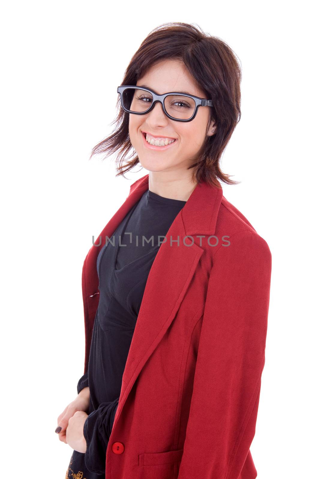 young business woman portrait isolated on white background