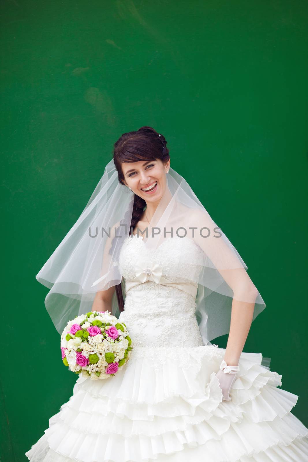 bride by the green wal