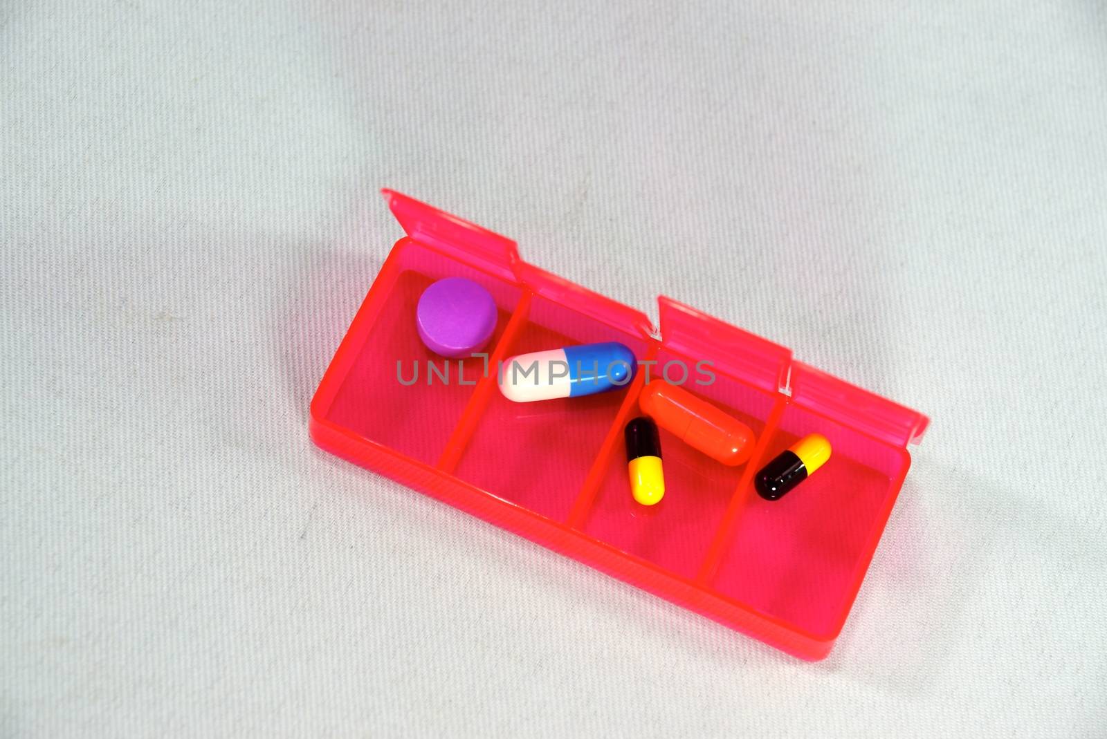 pills box on white scene,shallow focus