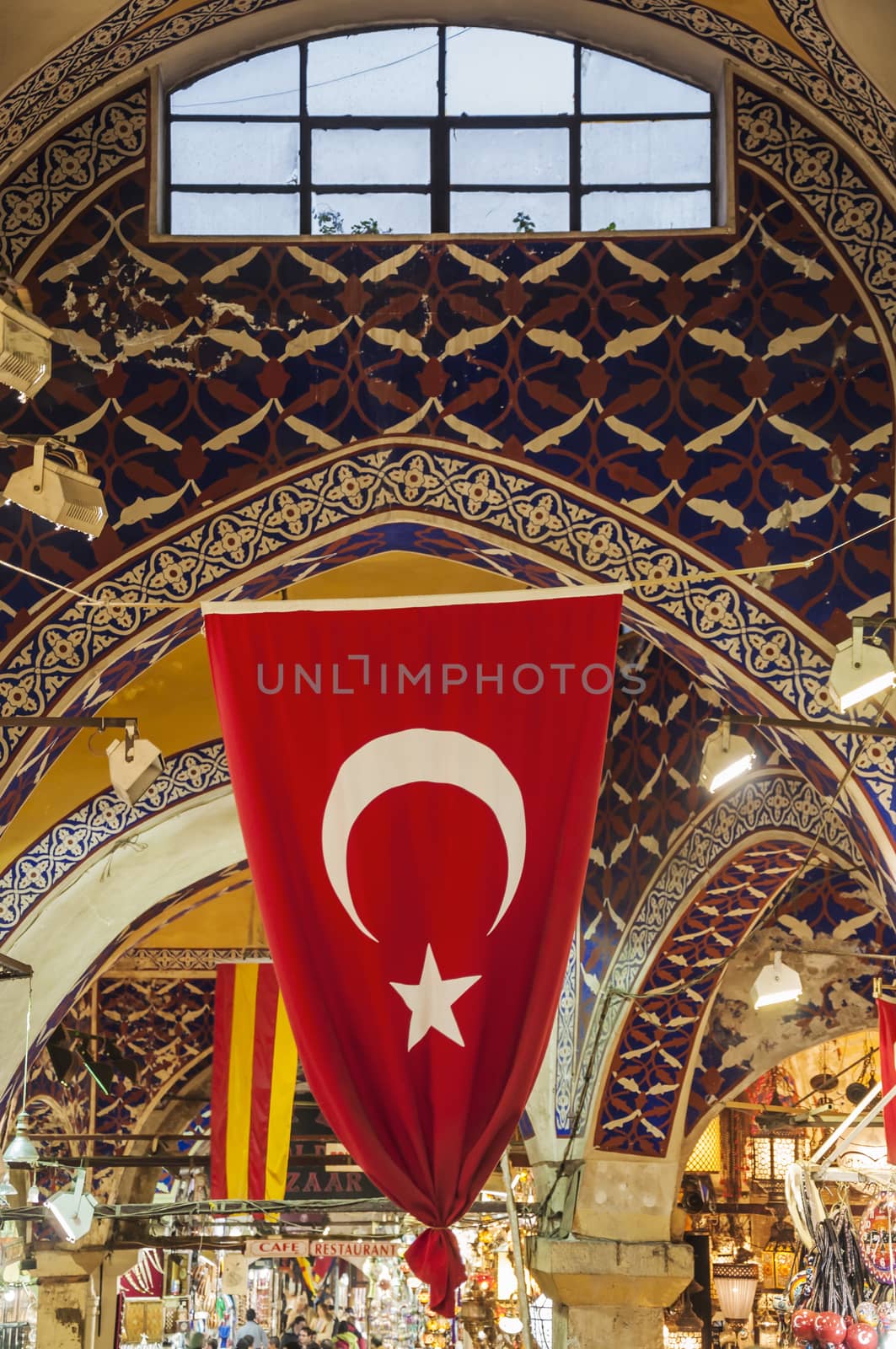 ISTANBUL - FEBRUARY 11: people and shops inside the Grand Bazaar on February 11, 2013 in Istanbul, Turkey