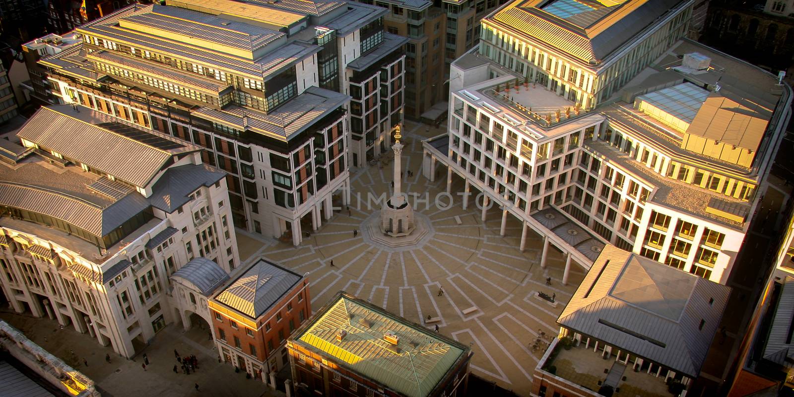 Aerial view of buildings at Paternoster Square, London, England