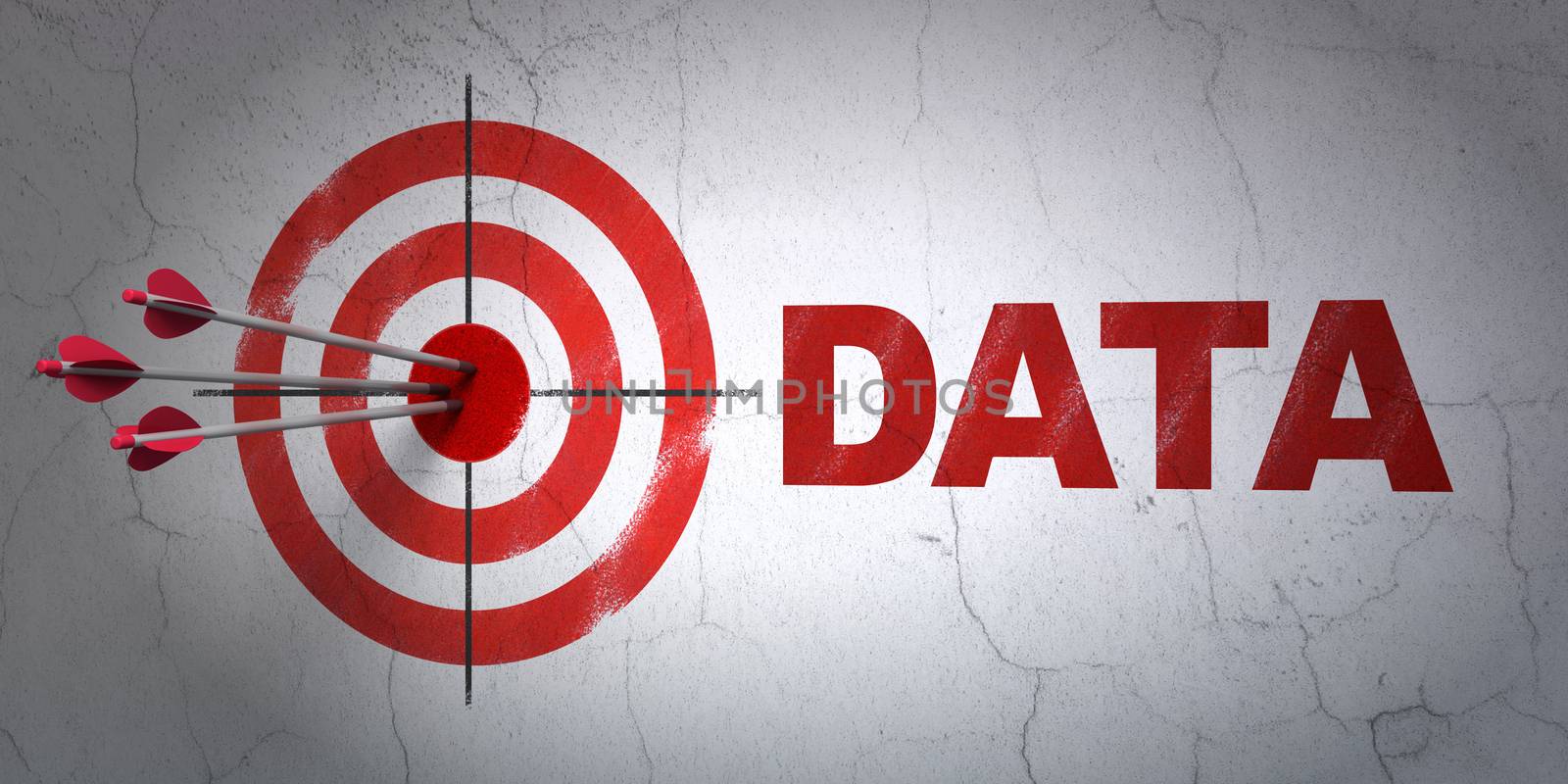 Data concept: target and Data on wall background by maxkabakov