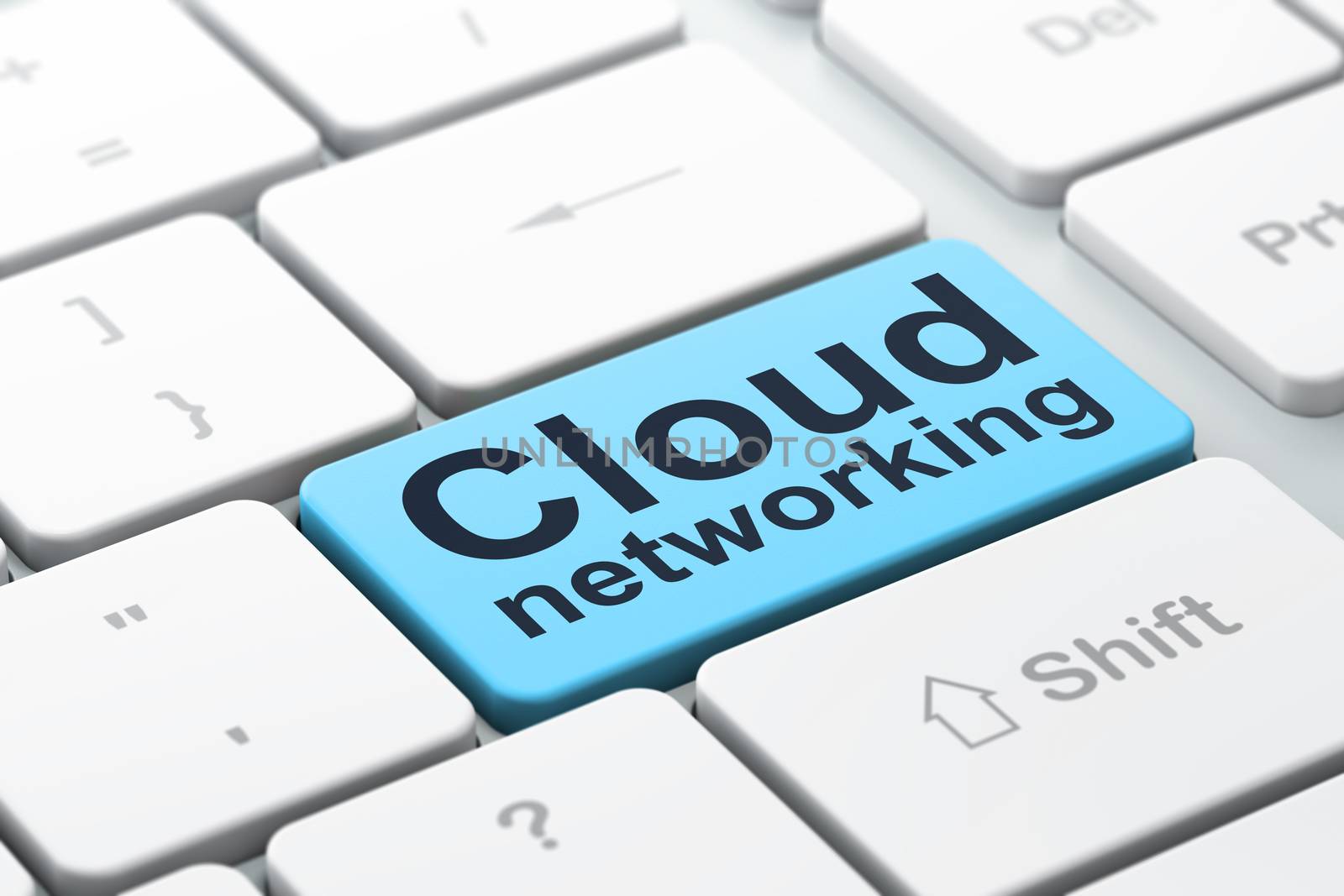 Cloud technology concept: Cloud Networking on computer keyboard background by maxkabakov
