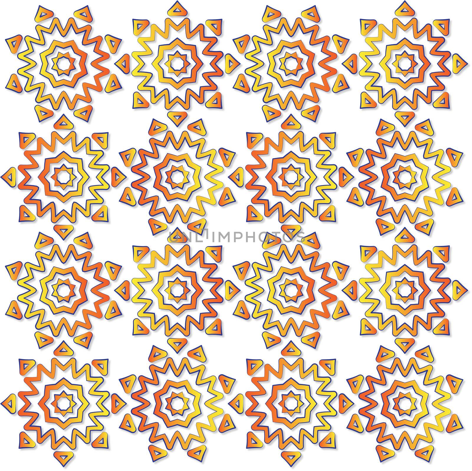 sun fabric pattern orange and yellow color