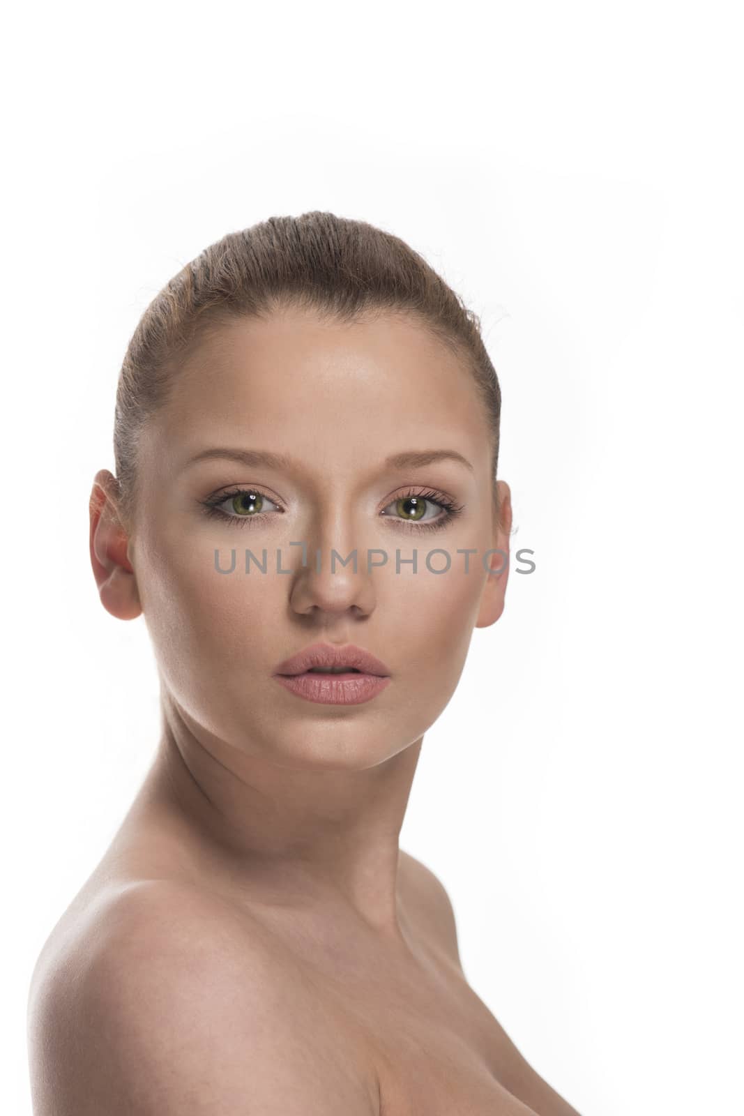 Beautiful young adult Caucasian woman with perfect face and clean skin