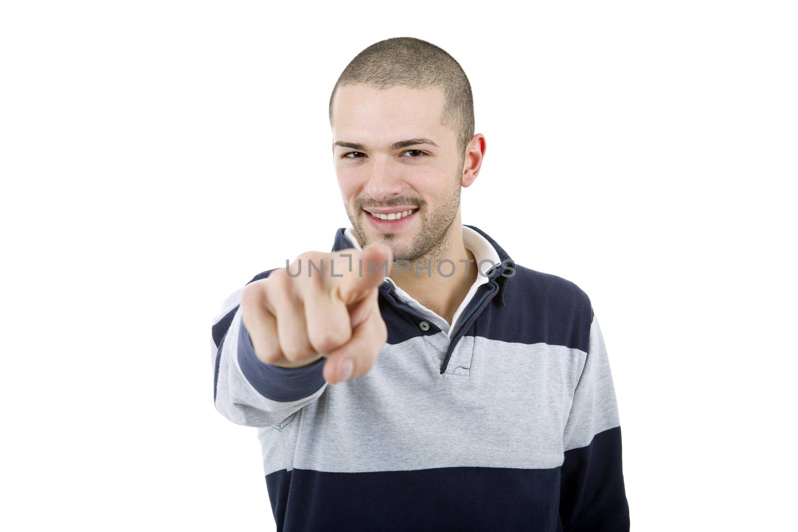 young casual man portrait, isolated on white