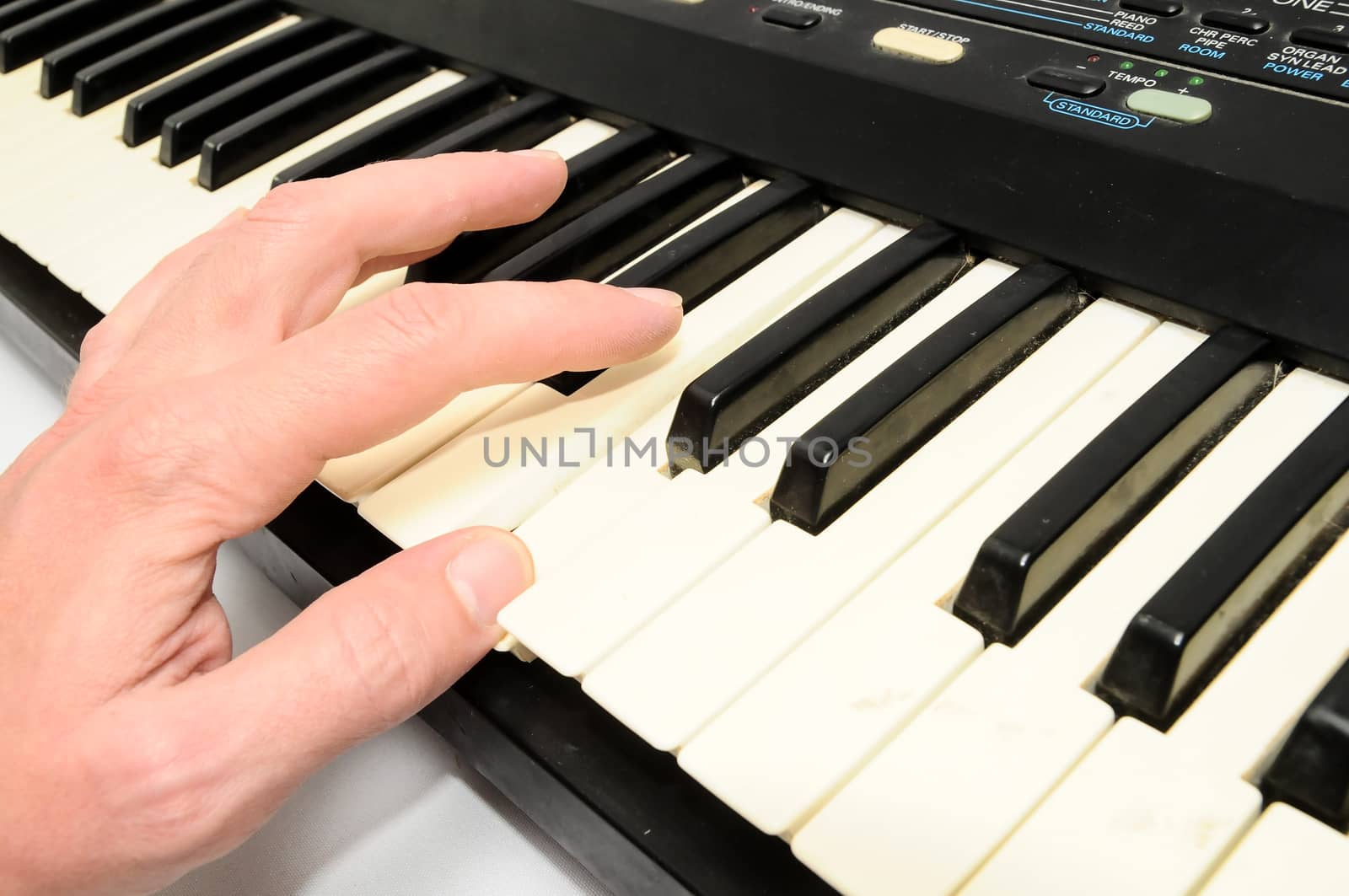 Black and White Digital Piano keyboard closeup