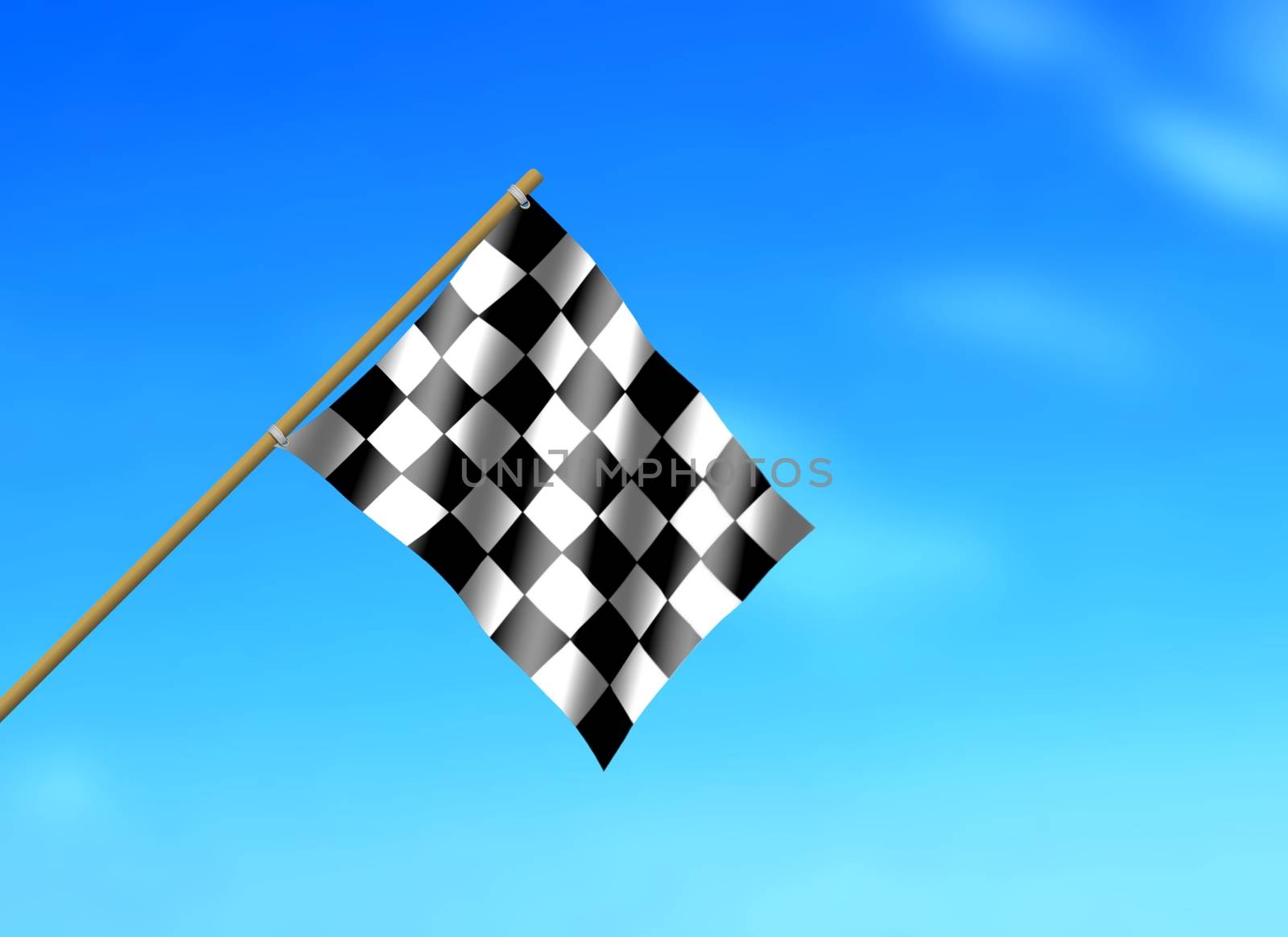 Racing Flag Waving under Blue Sky