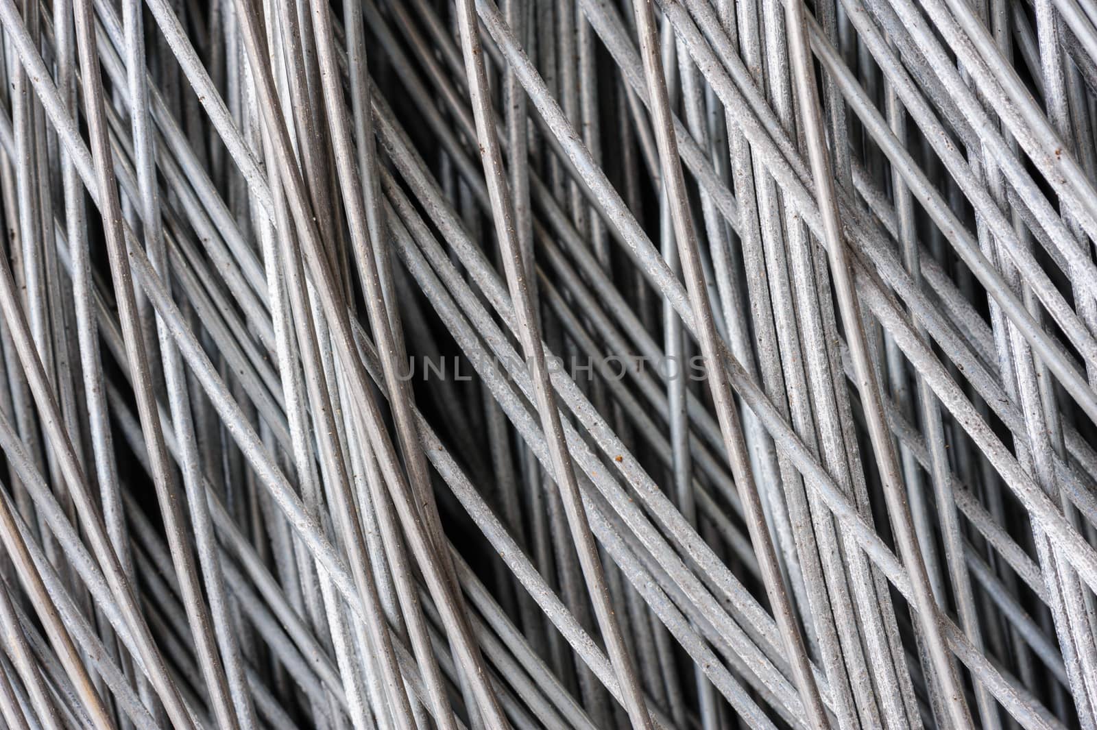 hank of metal wire, selective focus, usable as background