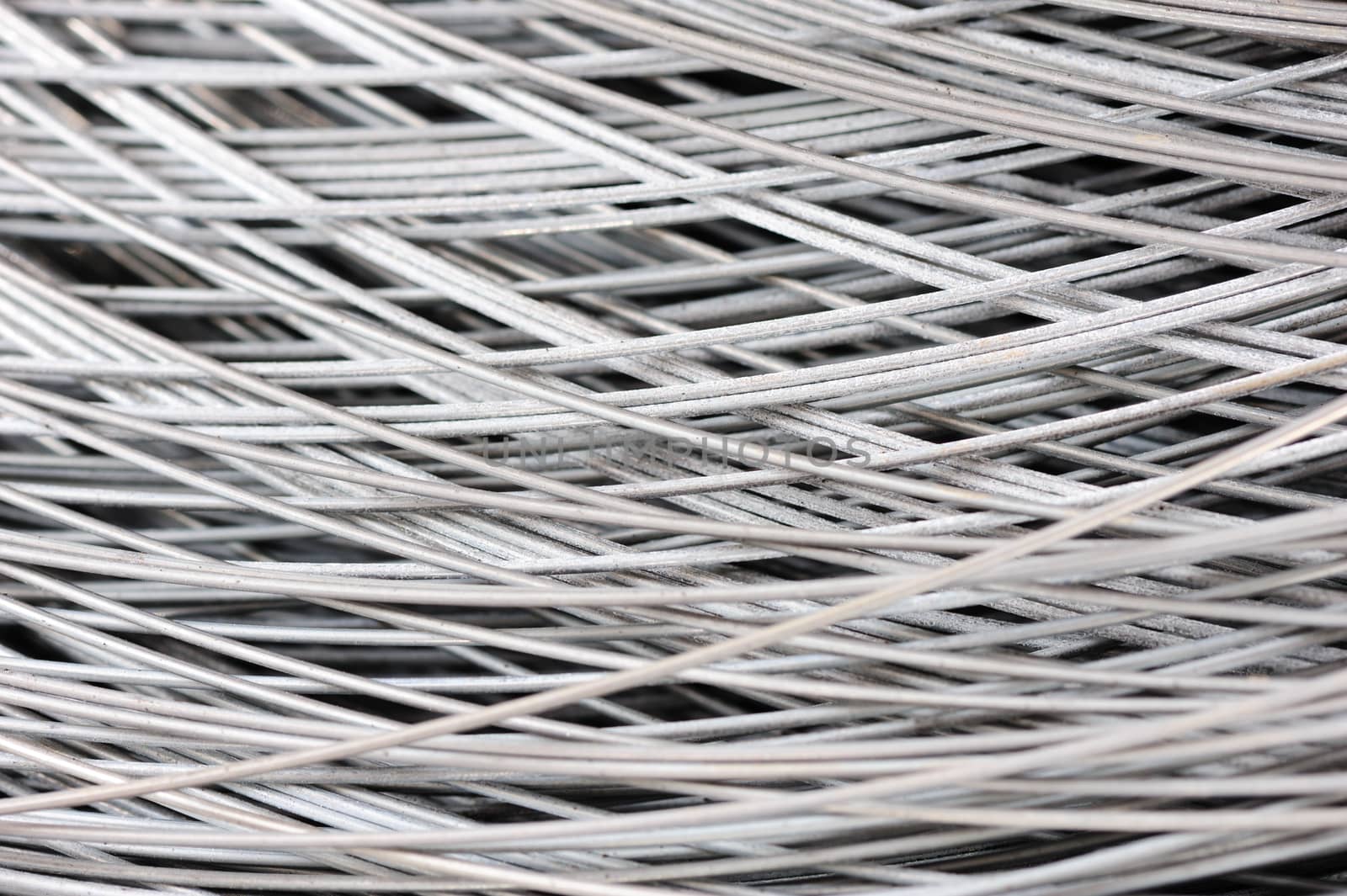 hank of metal wire, selective focus, usable as background