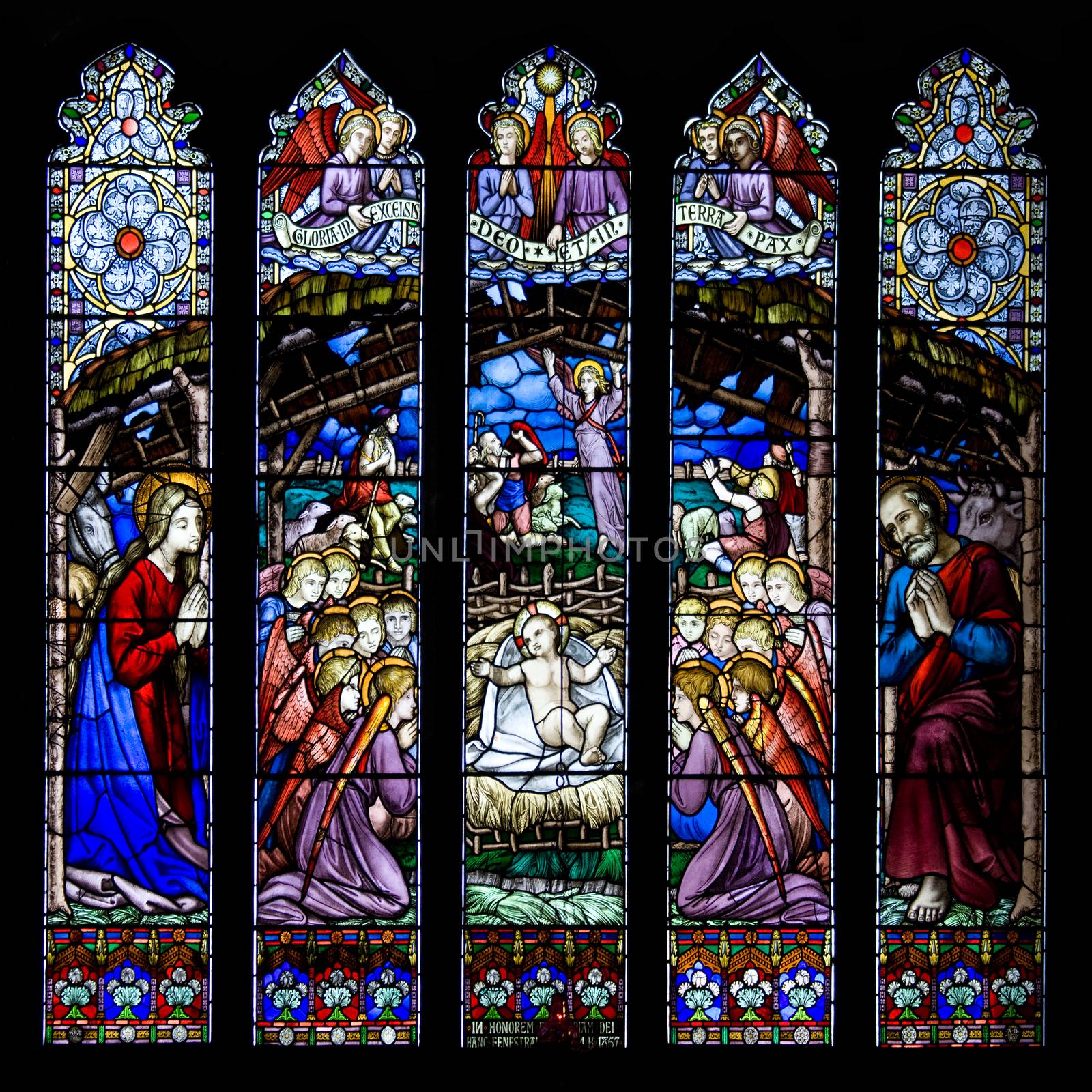 Westminster Window. This stained glass window is in Chester Catherdral in the city of Chester, Cheshire, United Kingdom.