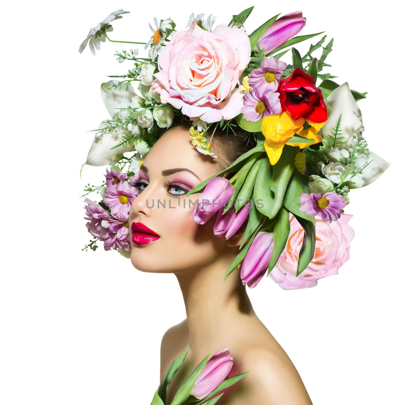 Beauty Spring Girl with Flowers Hair Style by SubbotinaA