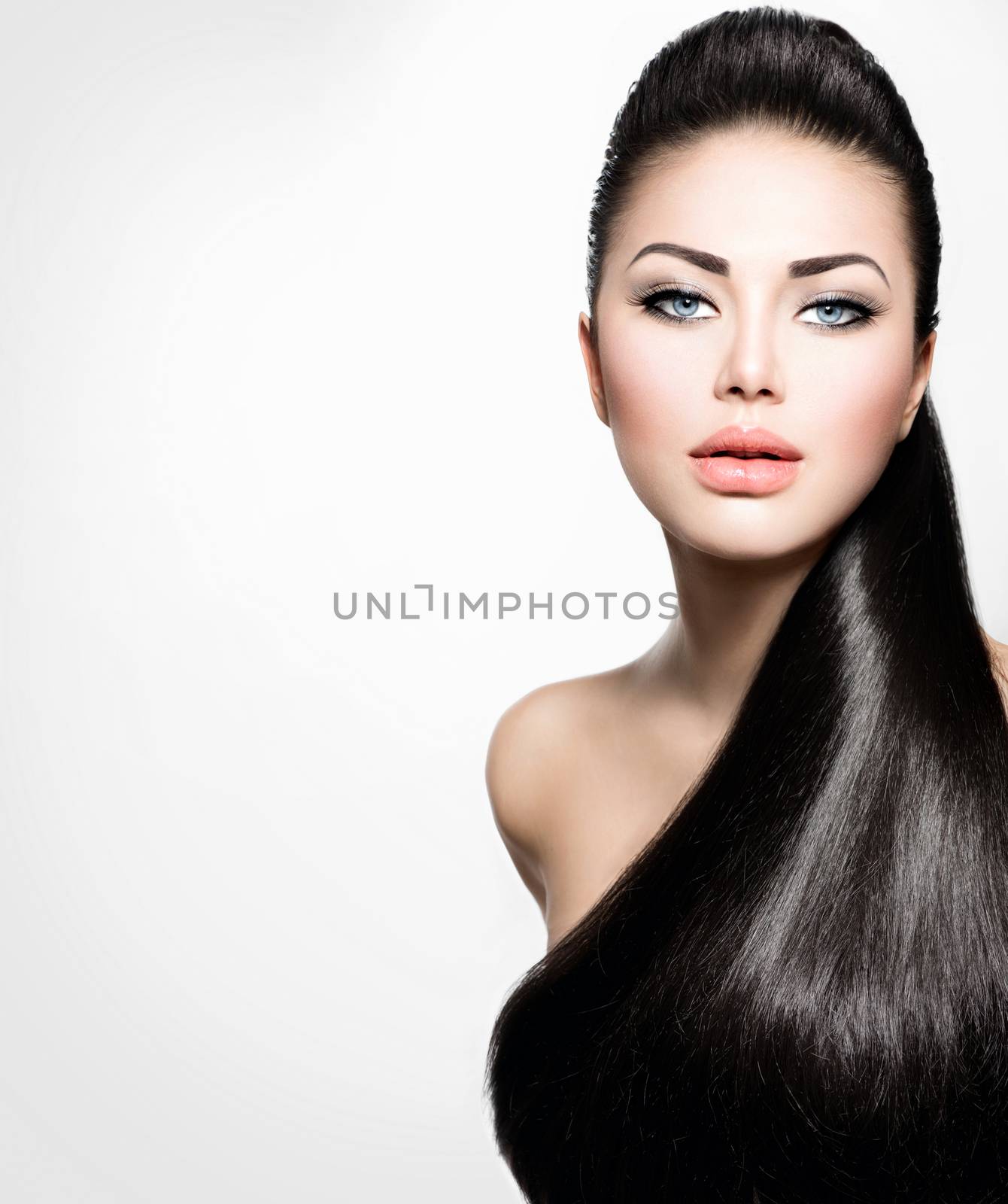 Fashion Model Girl with Long Healthy Straight Hair by SubbotinaA